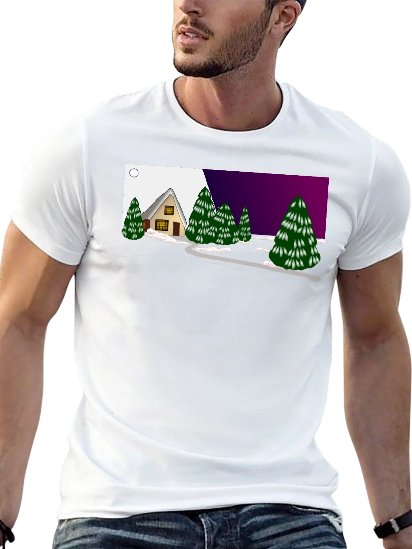 Winter Cabin Graphic Tee - Cozy and Unique