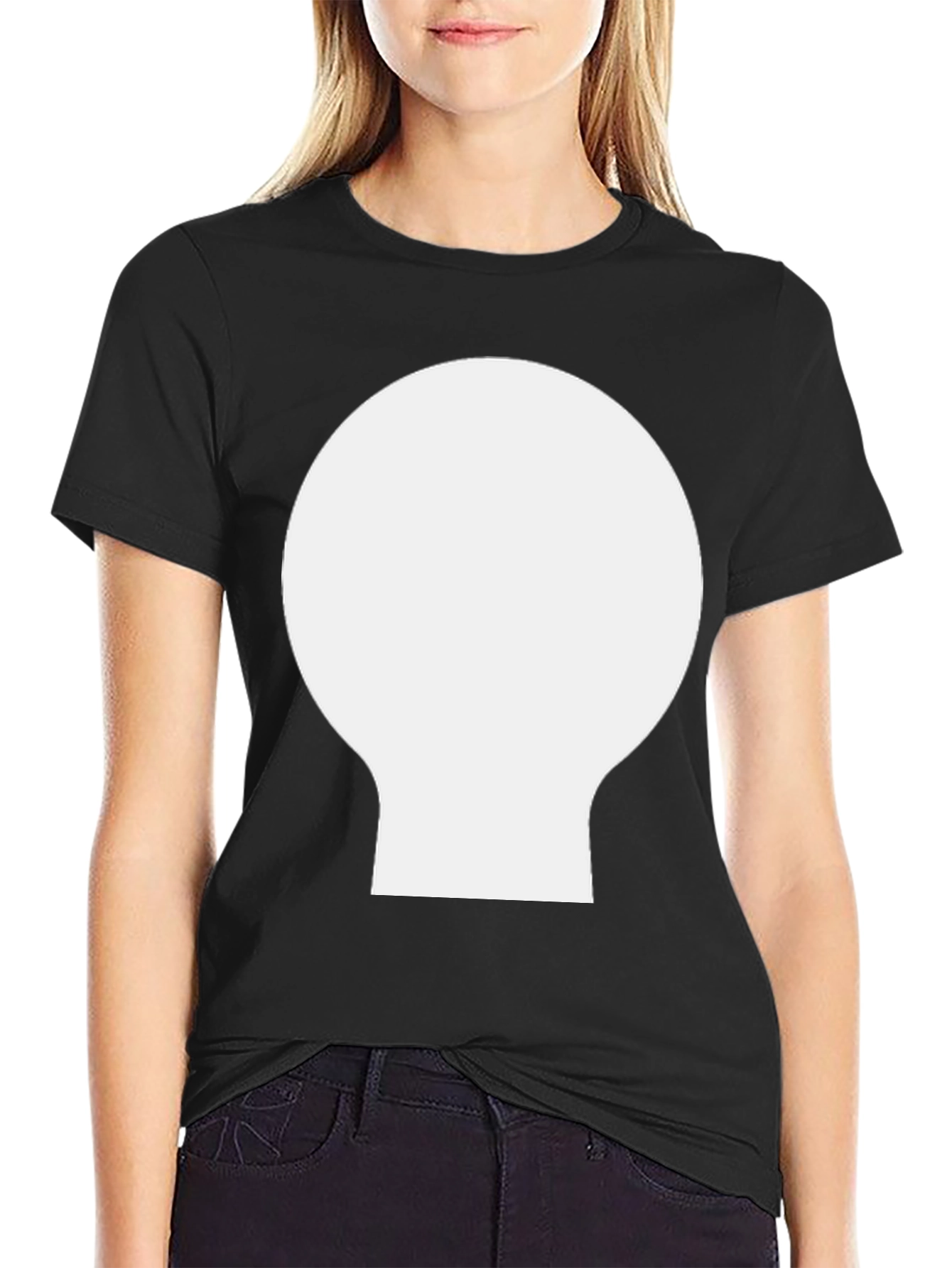 Mens Black T-Shirt with White Abstract Design
