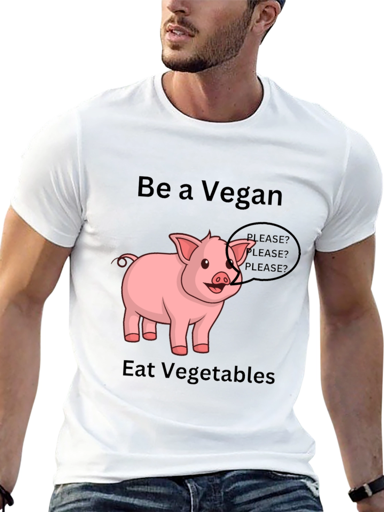 Vegan Pig Graphic Tee - Eat Vegetables