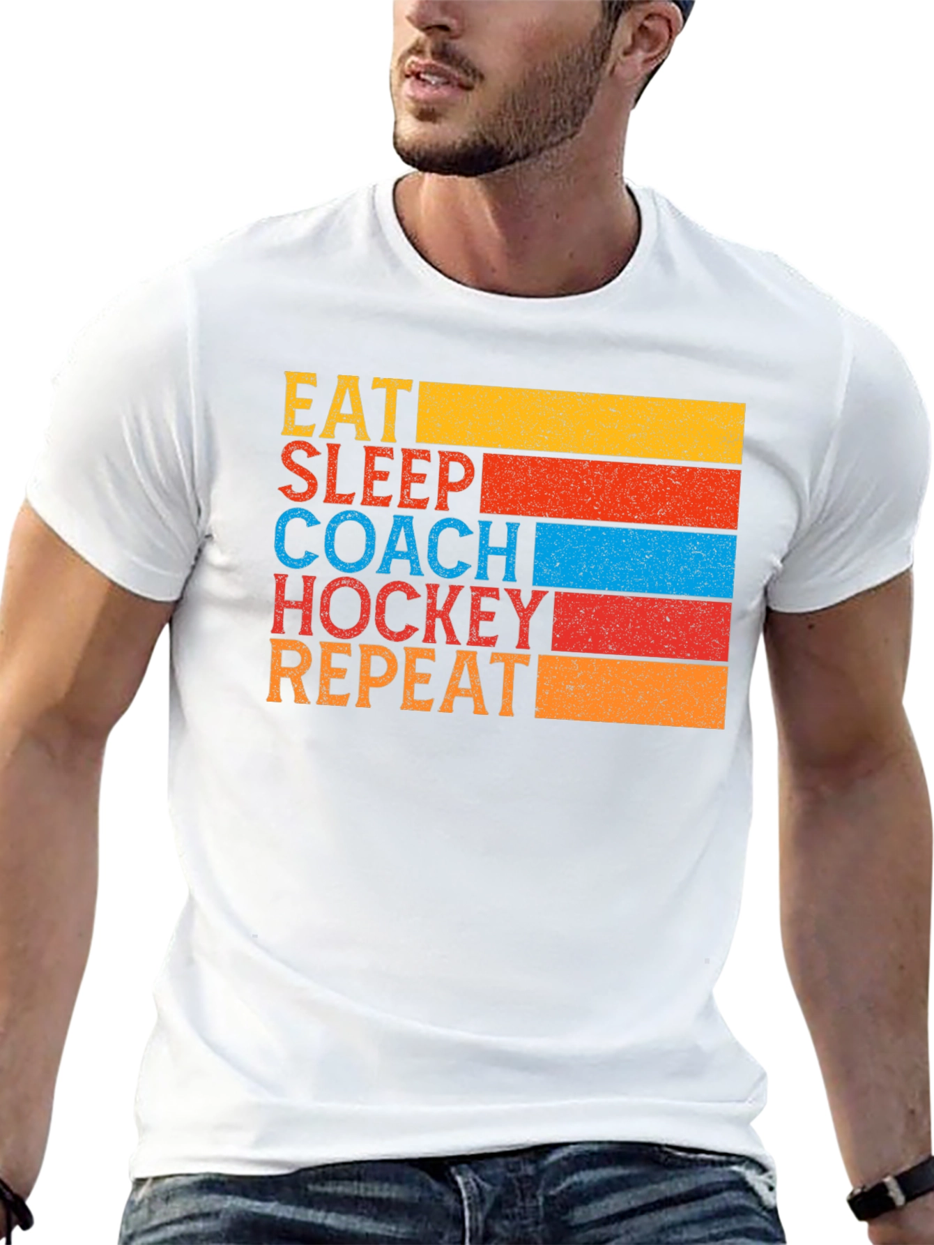 Eat Sleep Coach Hockey Repeat Graphic Tee