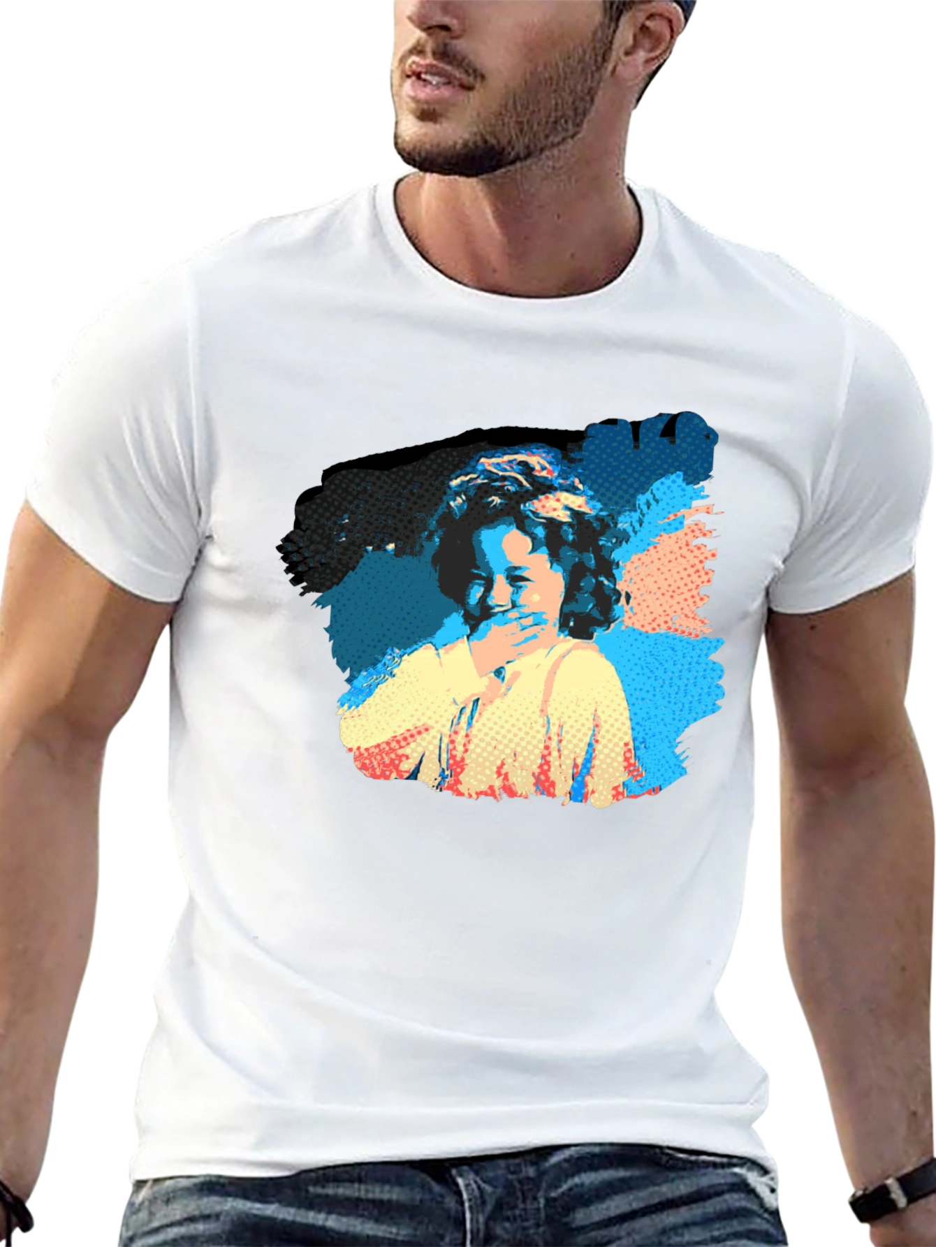 Pop Art Laughing Girl Black T-Shirt