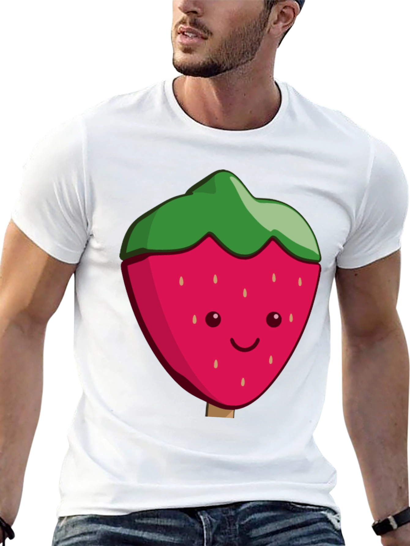Cute Strawberry Graphic Black T-Shirt