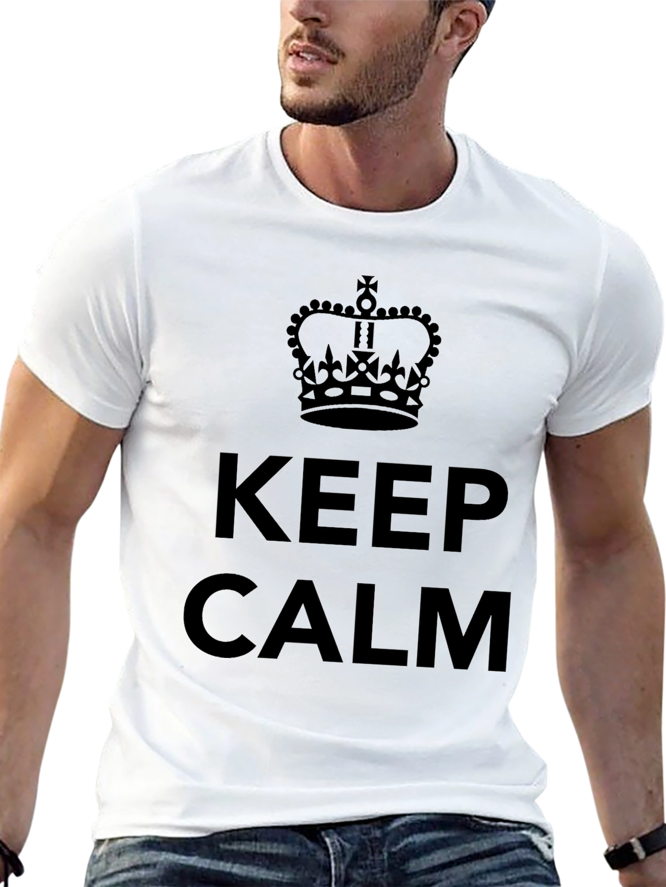 Keep Calm Graphic T-Shirt - Black Crew Neck Tee