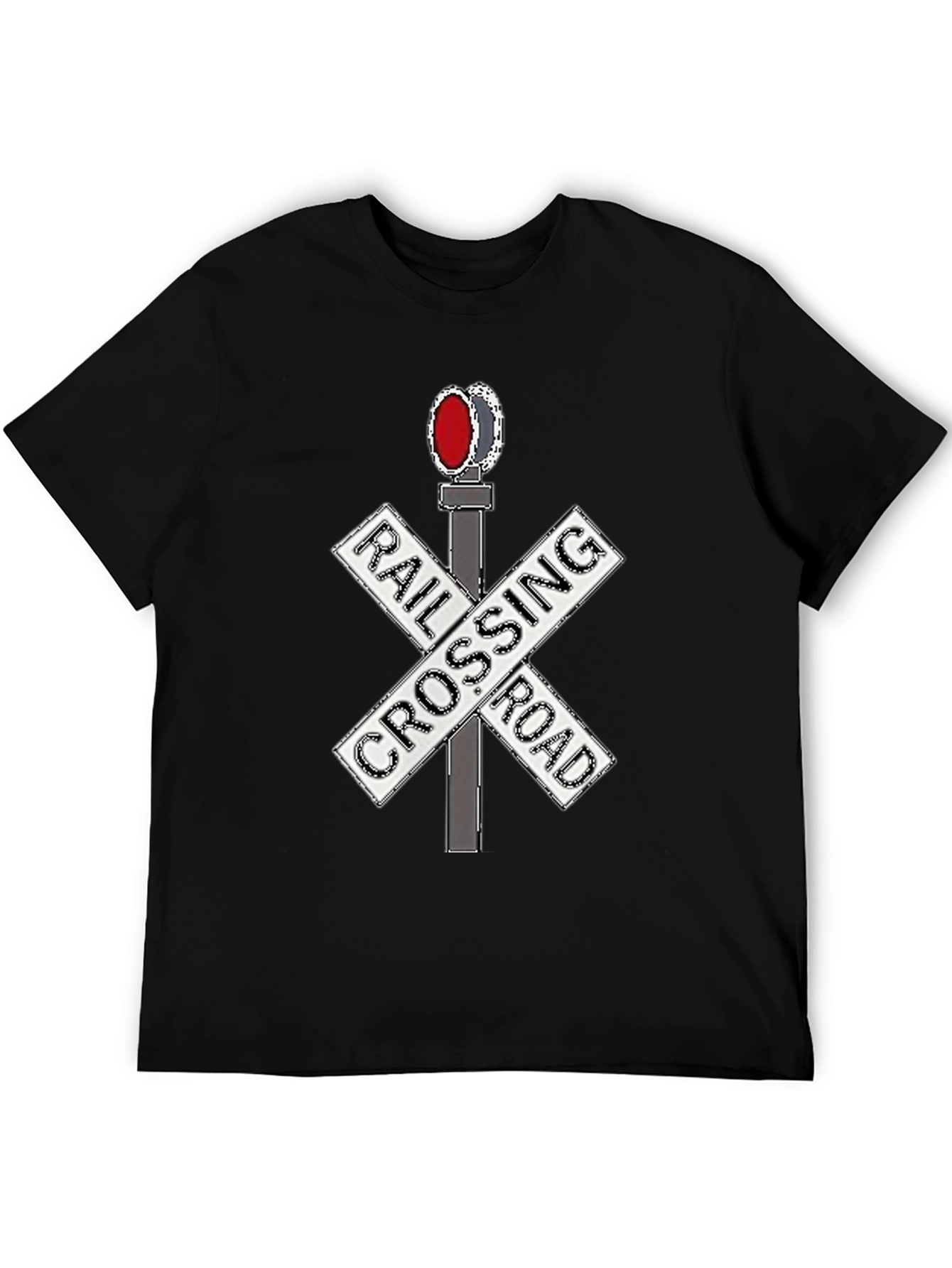 Railroad Crossing Sign Black T-Shirt