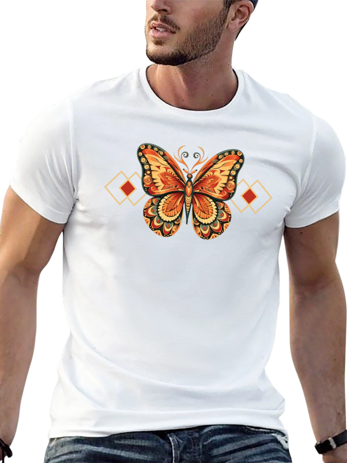 Butterfly Diamond Graphic Black T-Shirt