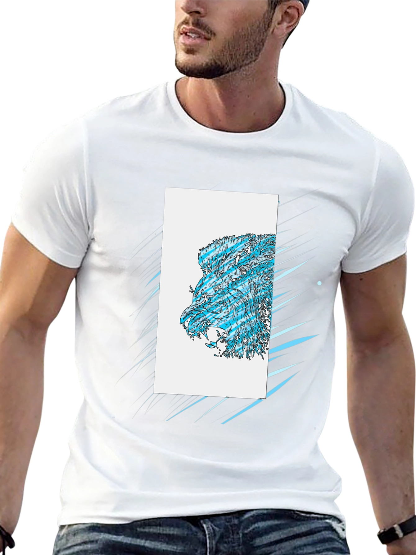 Abstract Lion Graphic Black T-Shirt