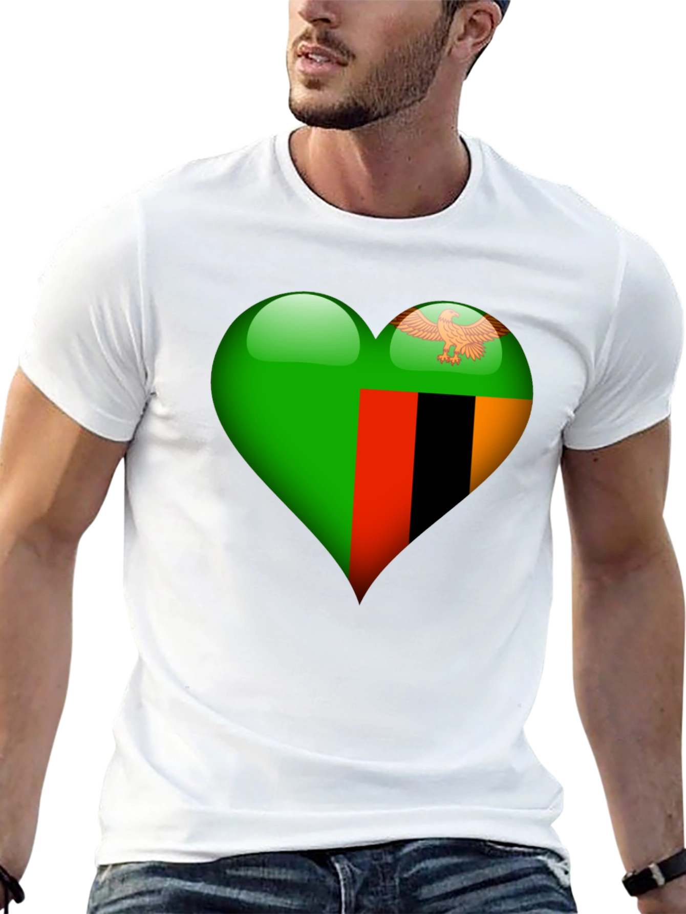 Zambia Flag Heart T-Shirt - Show Your Love!