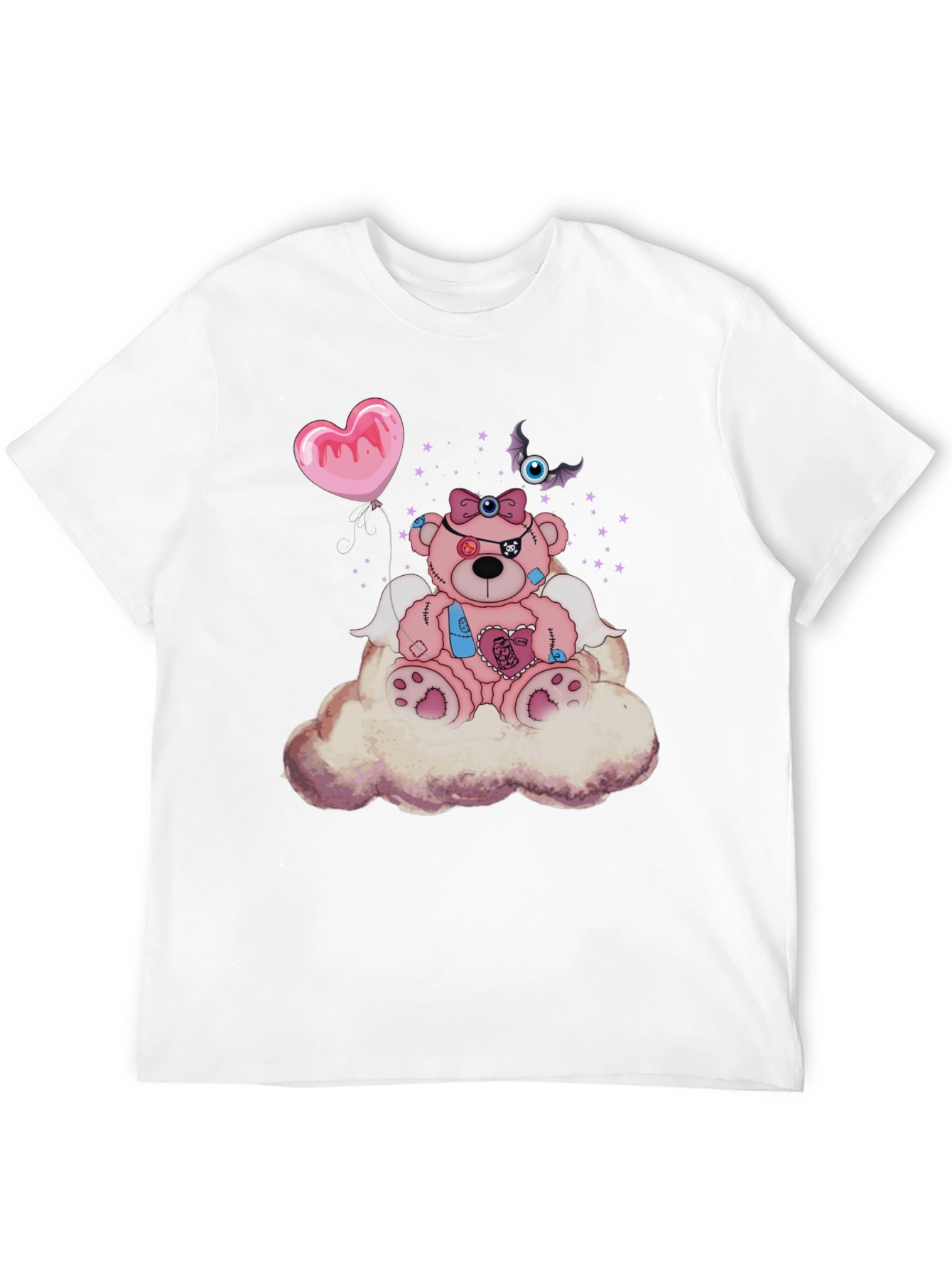 Creepy Cute Teddy Bear on Cloud T-Shirt
