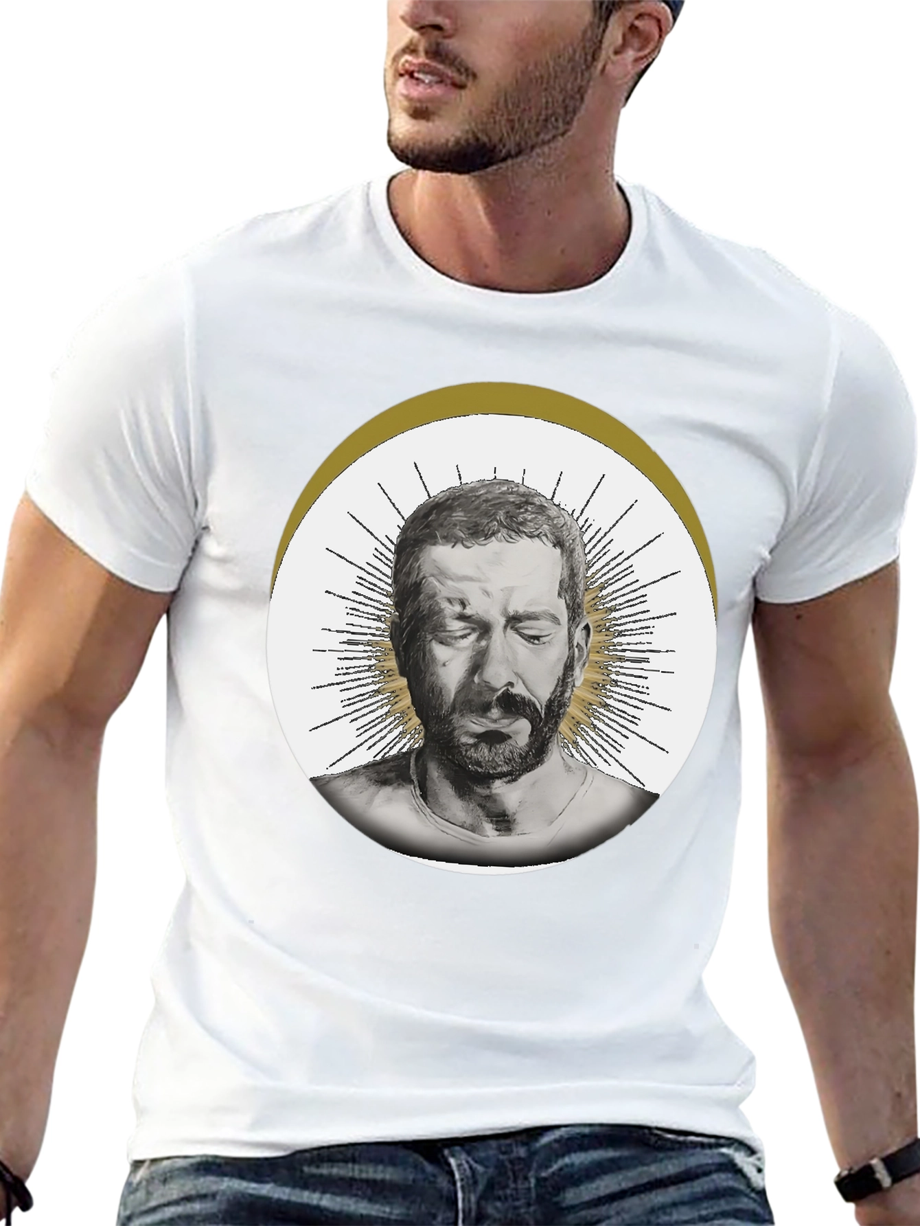 Man Portrait Graphic Tee - Black