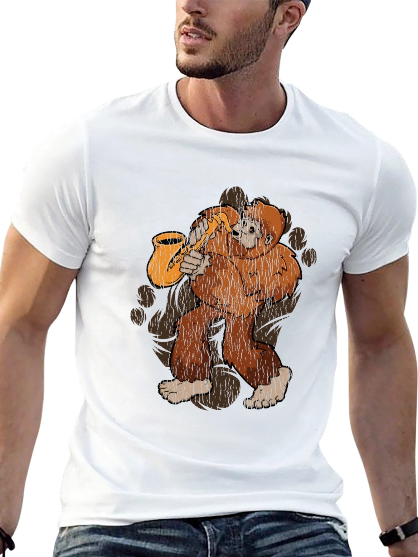 Saxophone Sasquatch Graphic Tee - Bigfoot Music Lover T-Shirt