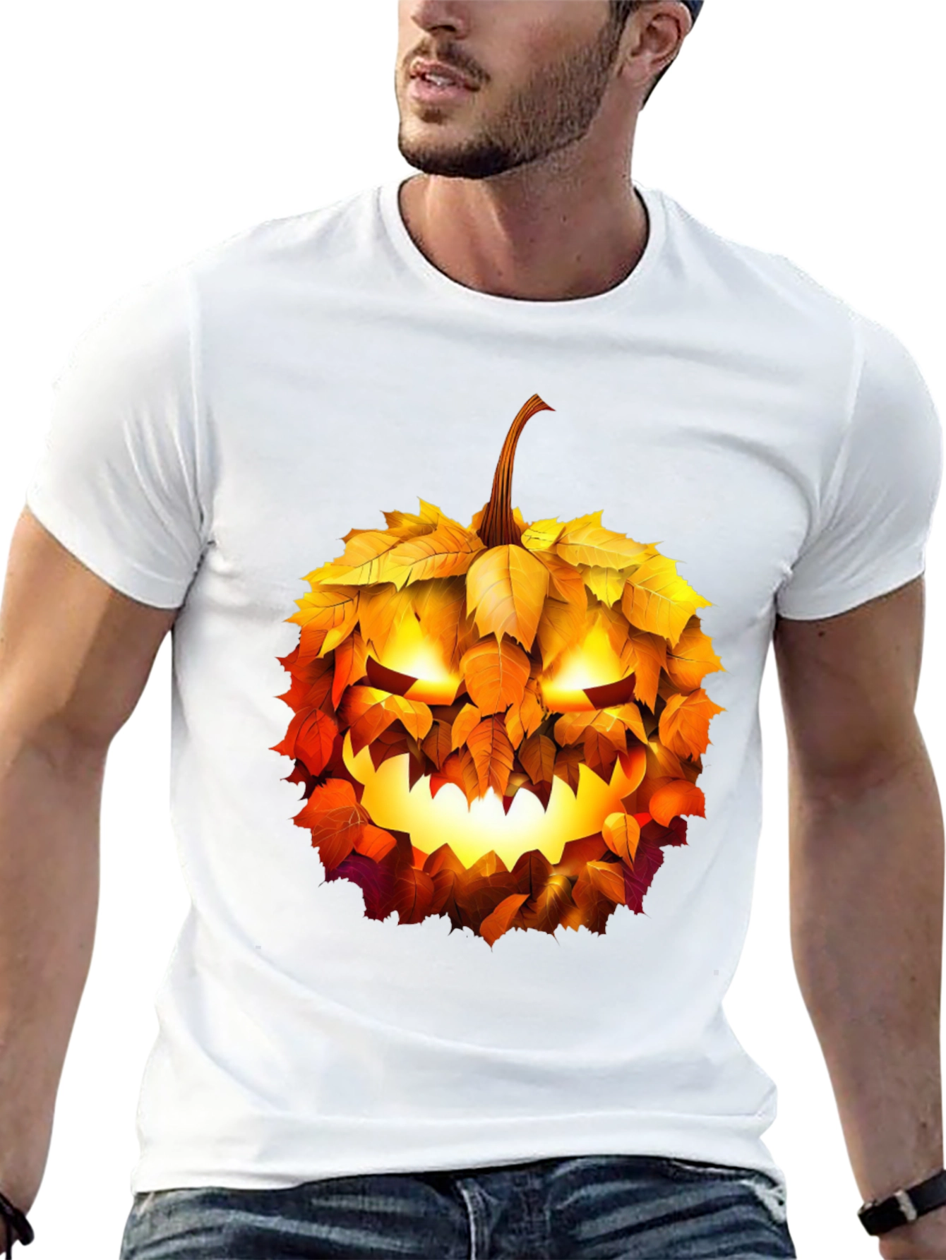 Halloween Pumpkin Leaf T-Shirt