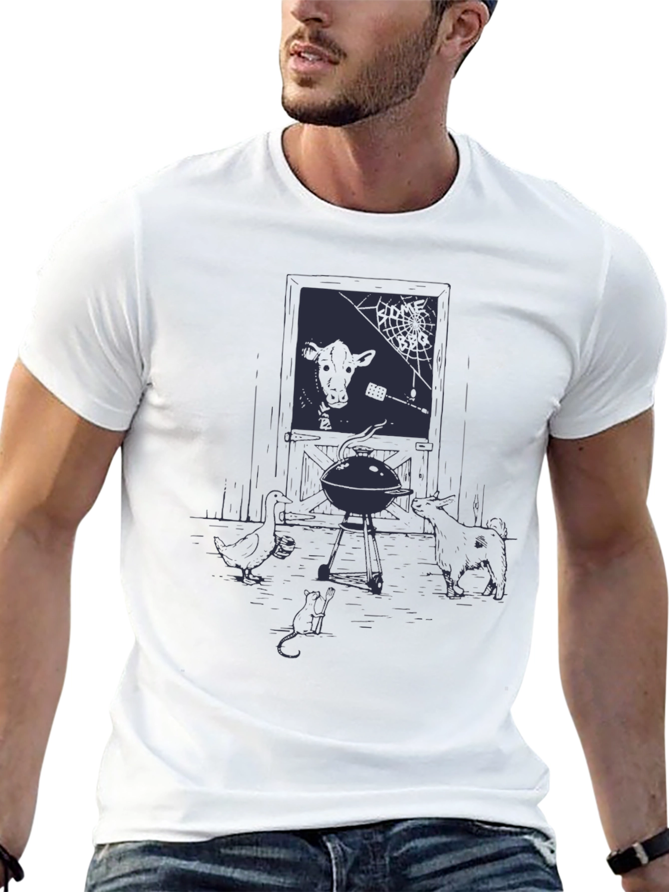 Black Graphic Tee - Backyard BBQ Design