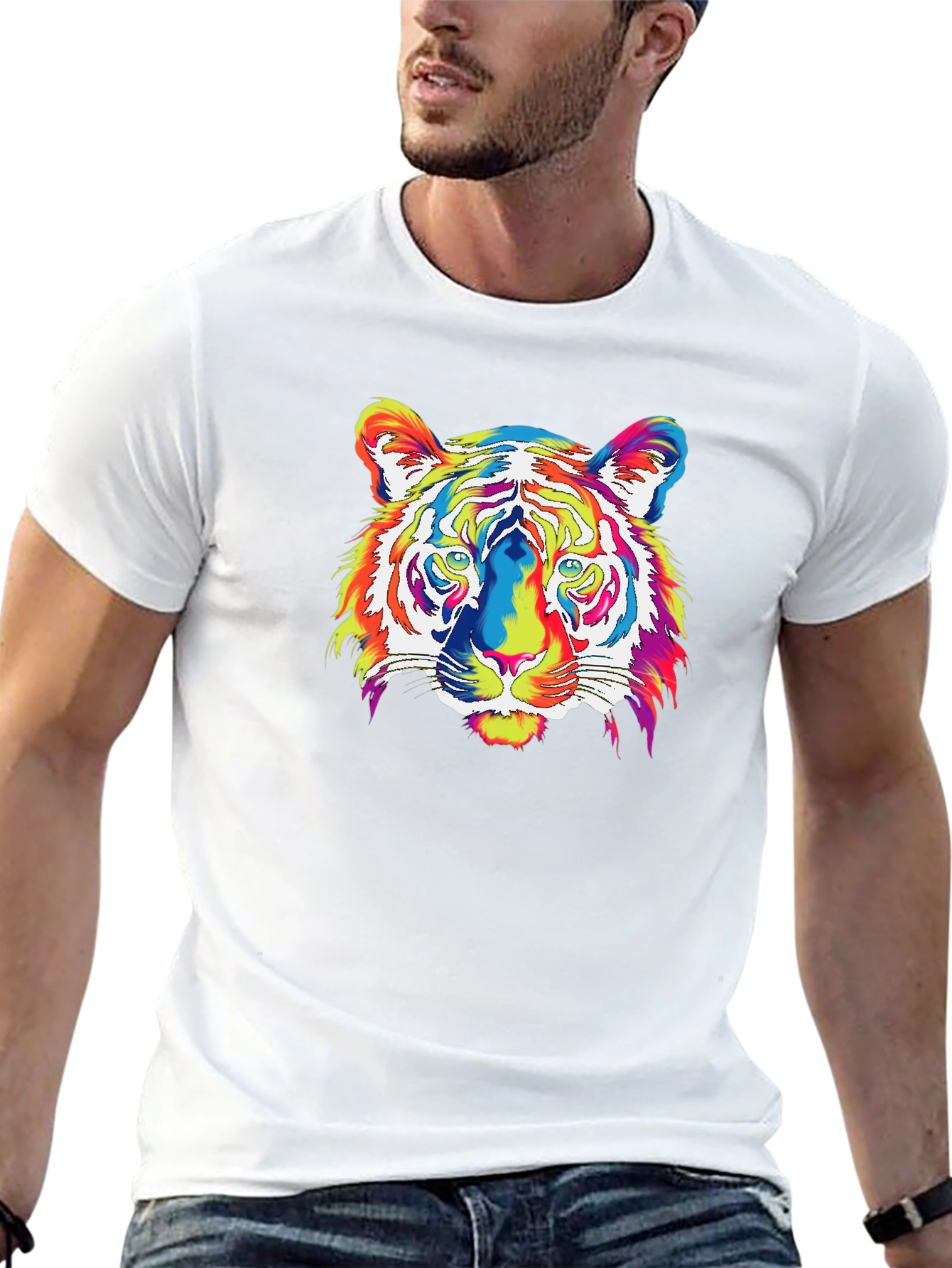 Vibrant Tiger Graphic Tee - Mens Black T-Shirt