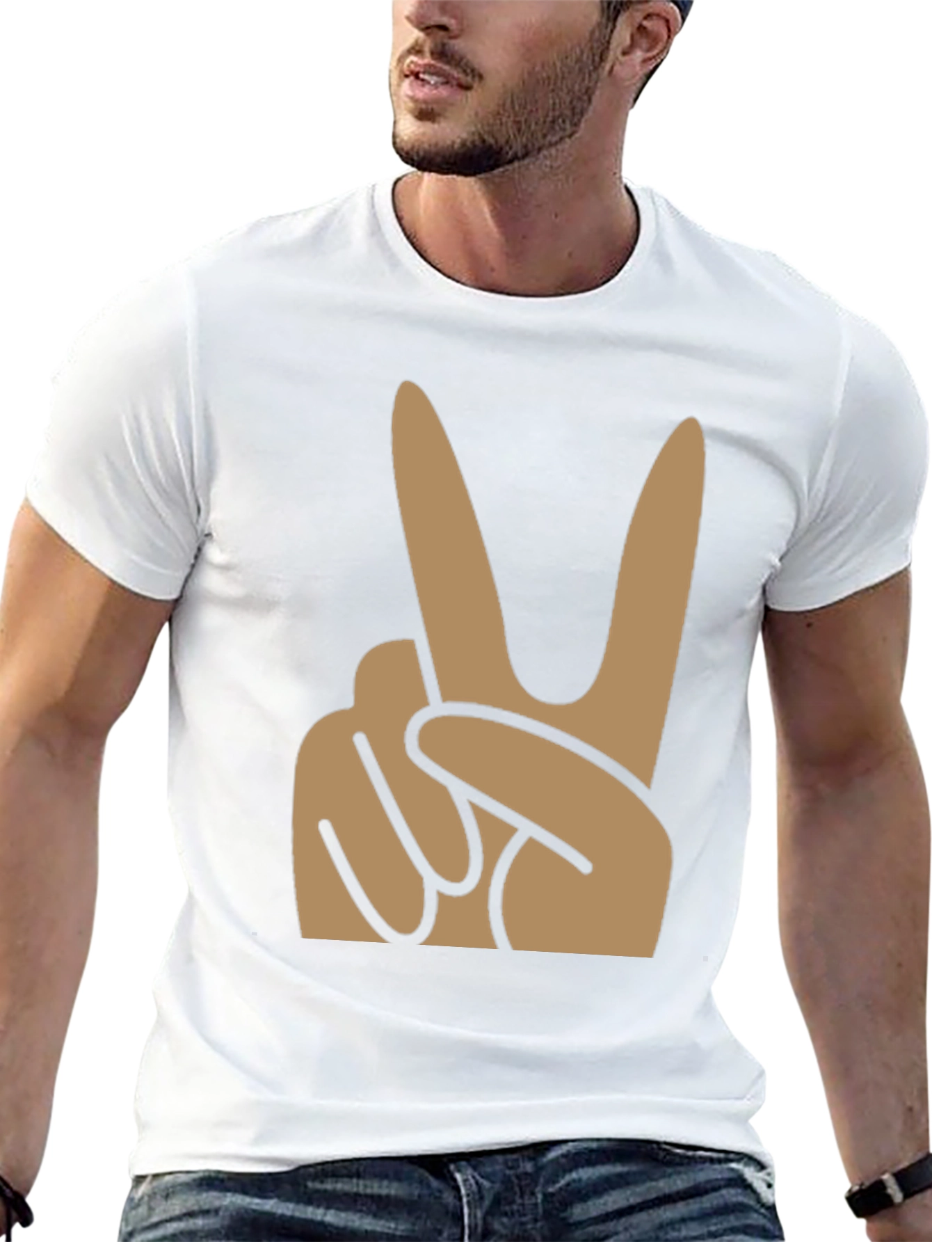 Peace Sign Graphic Tee - Black Cotton Blend Shirt