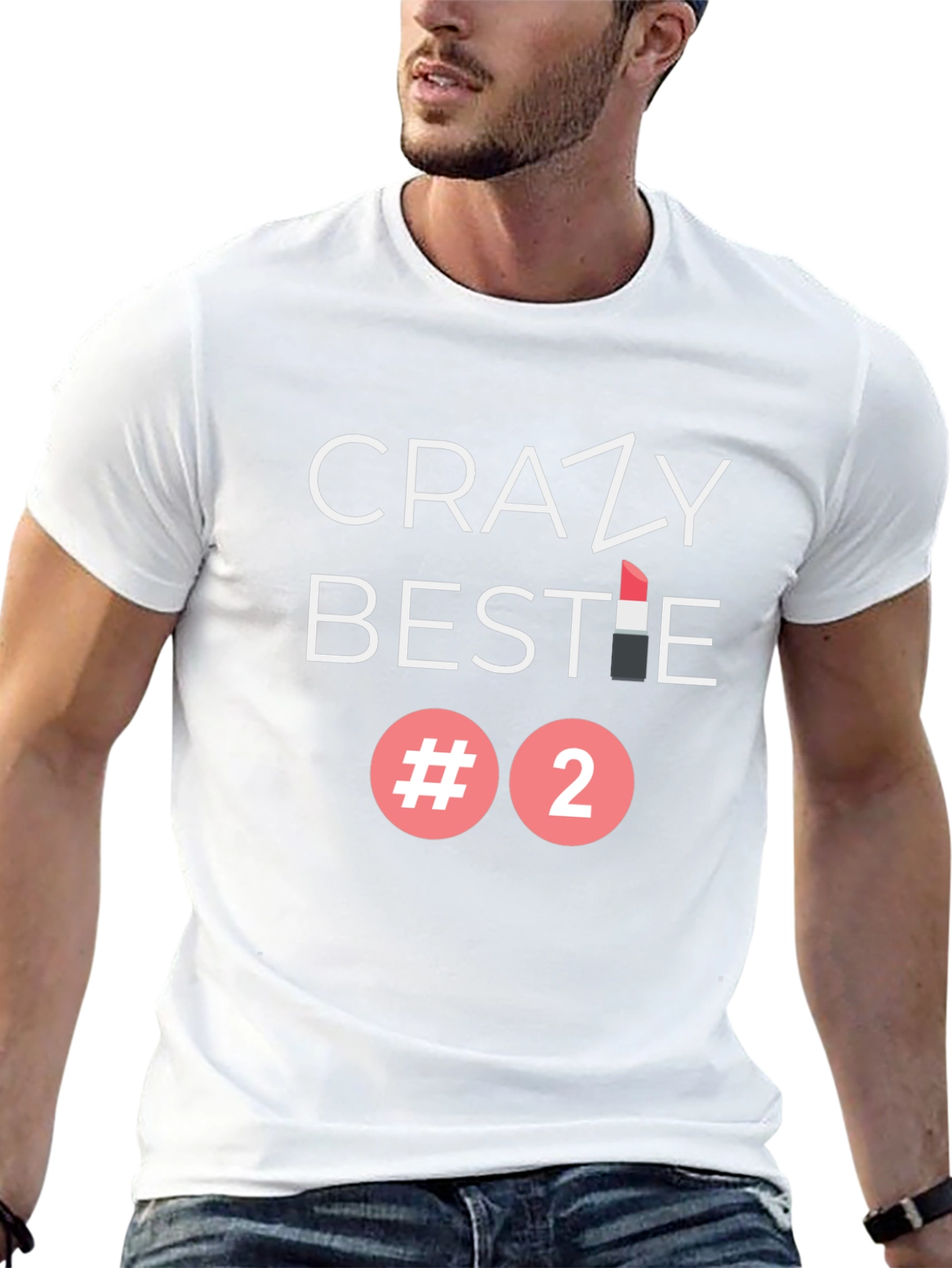 Crazy Bestie #2 Graphic Tee - Trendy Crewneck T-Shirt