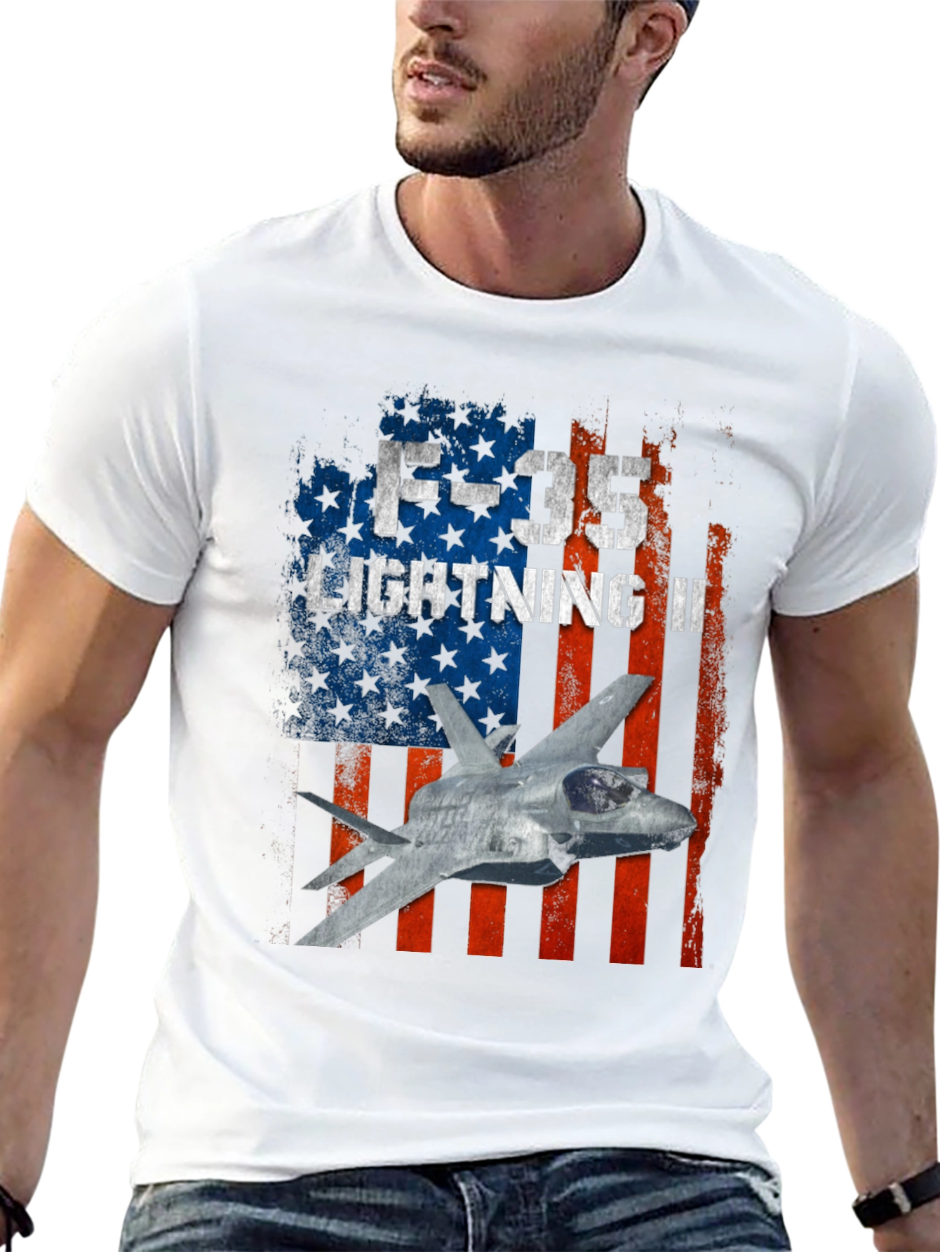 F-35 Lightning II American Flag Graphic T-Shirt