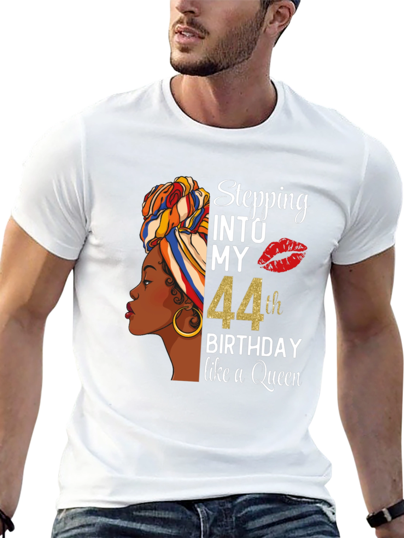 Stepping Into My 44th Birthday Queen T-Shirt