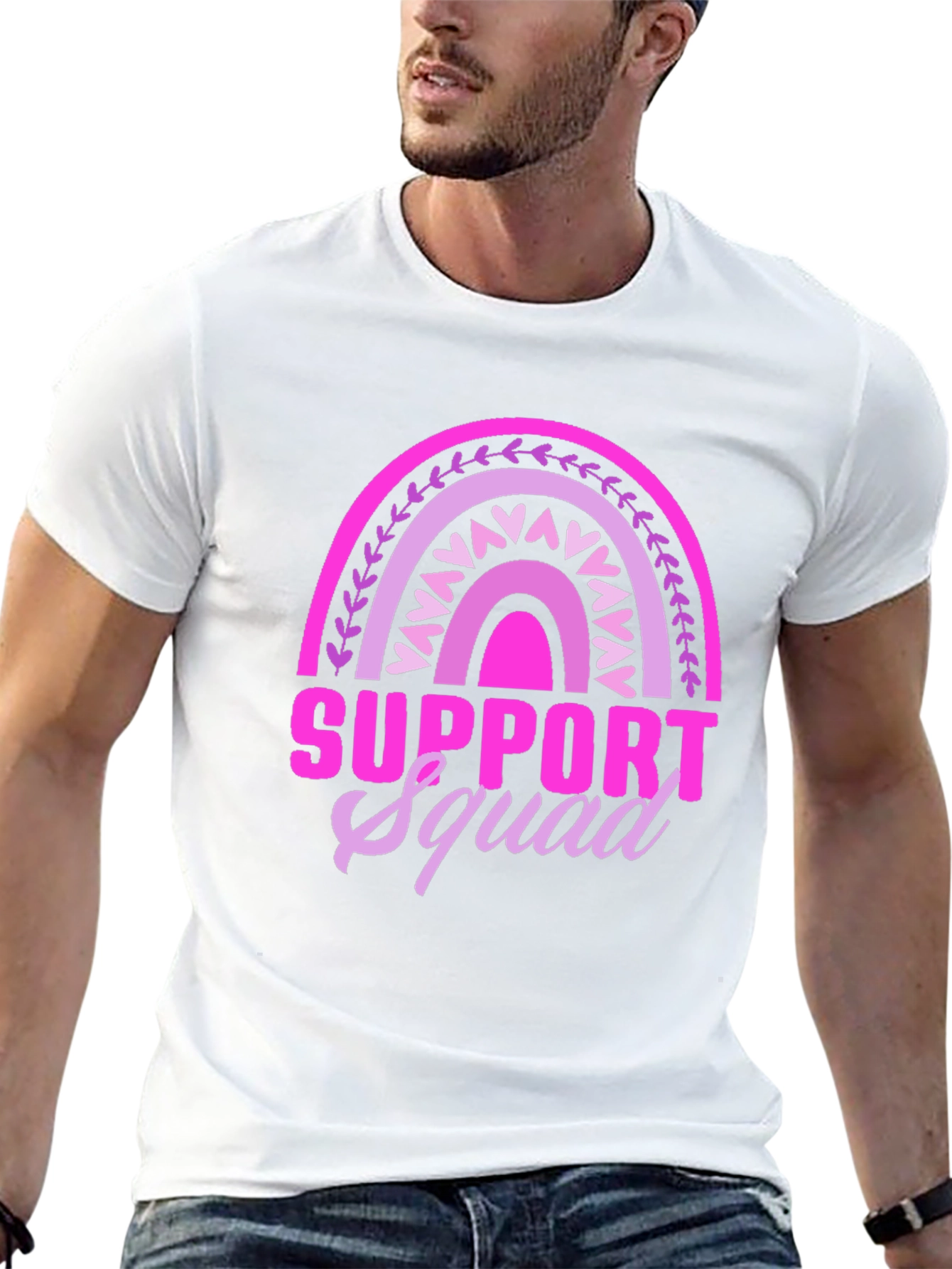 Support Squad Graphic Tee - Pink Rainbow Design