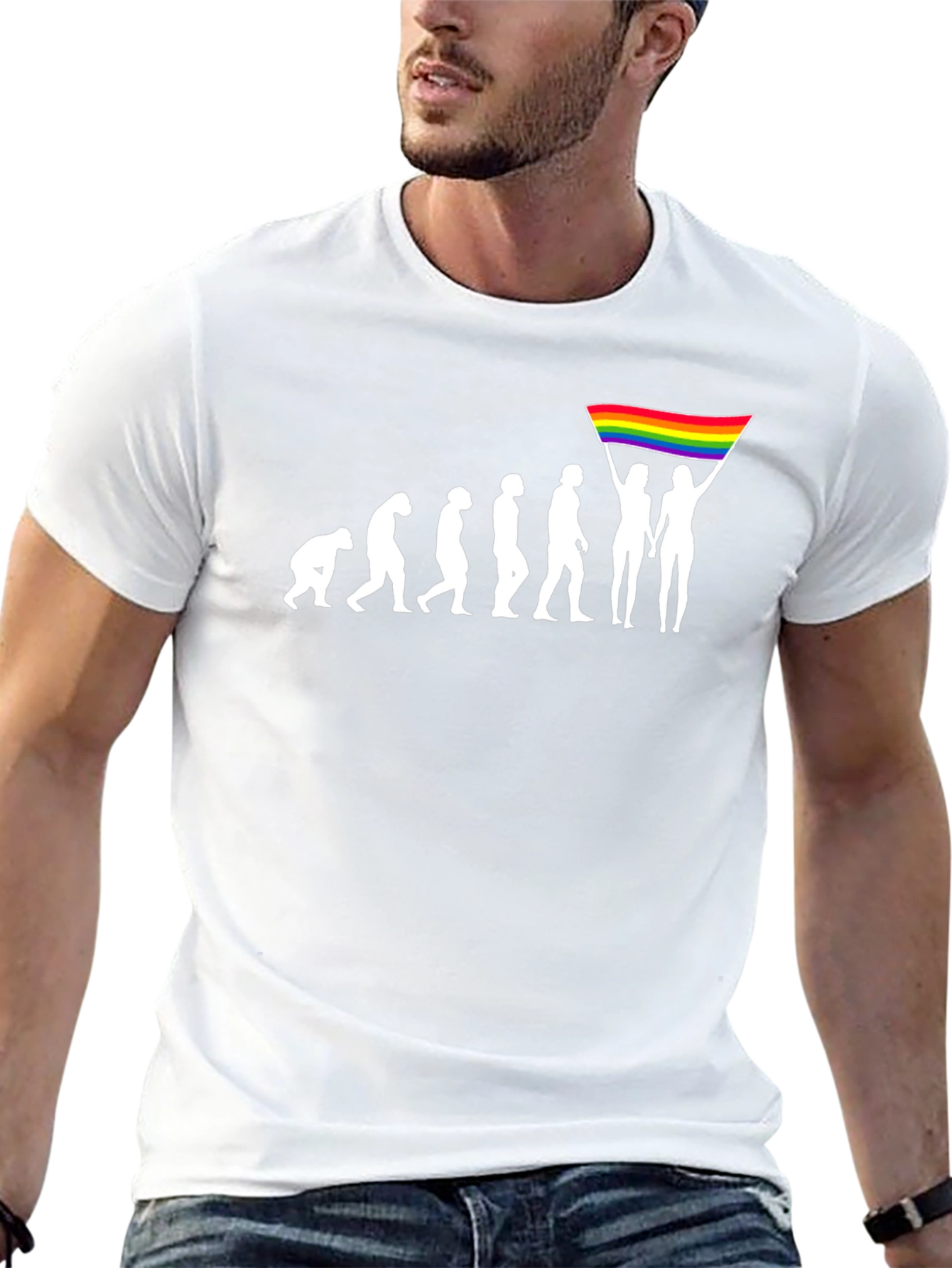 LGBTQ Evolution T-Shirt - Pride Flag