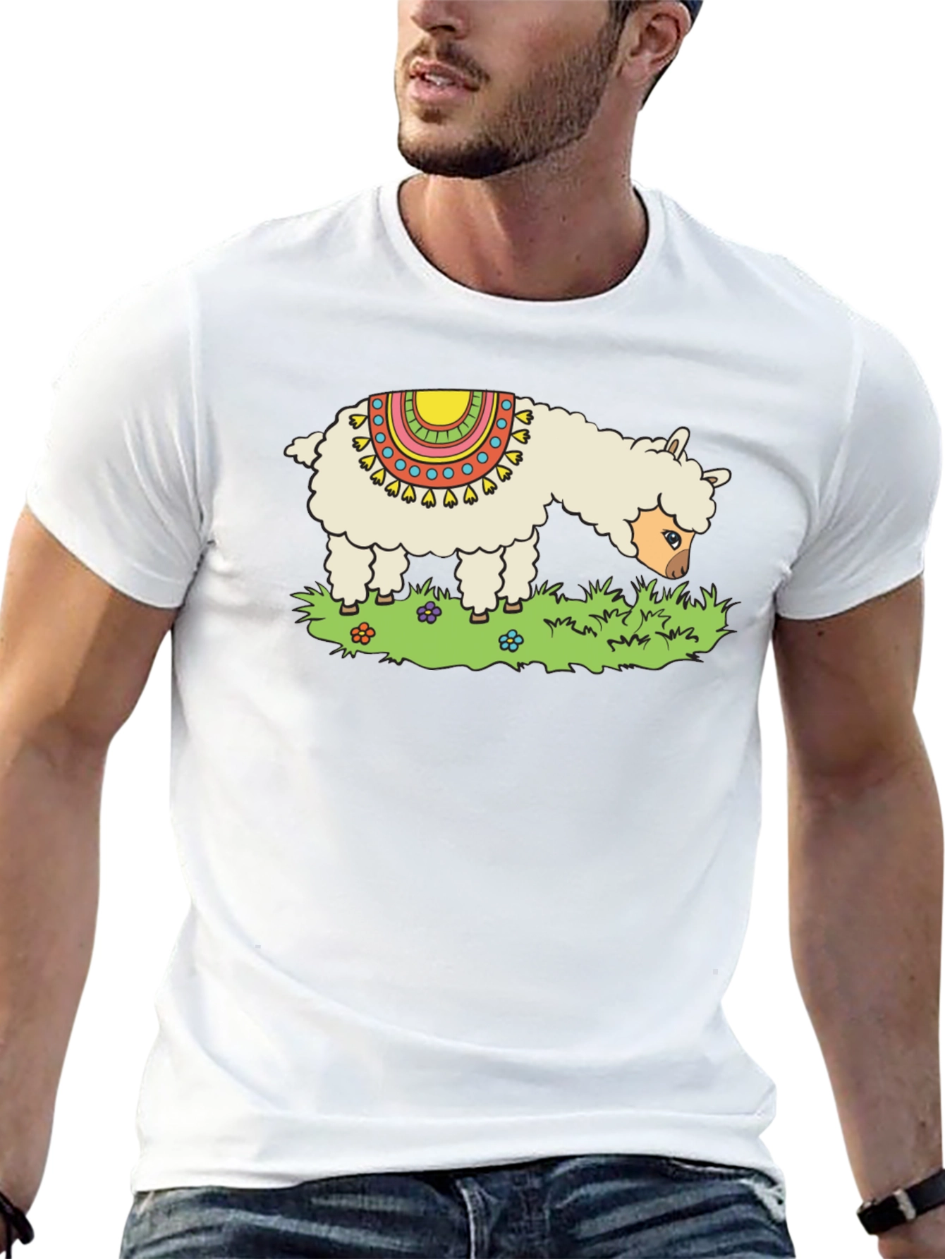 Llama Graphic Tee - Cute Animal Print T-Shirt