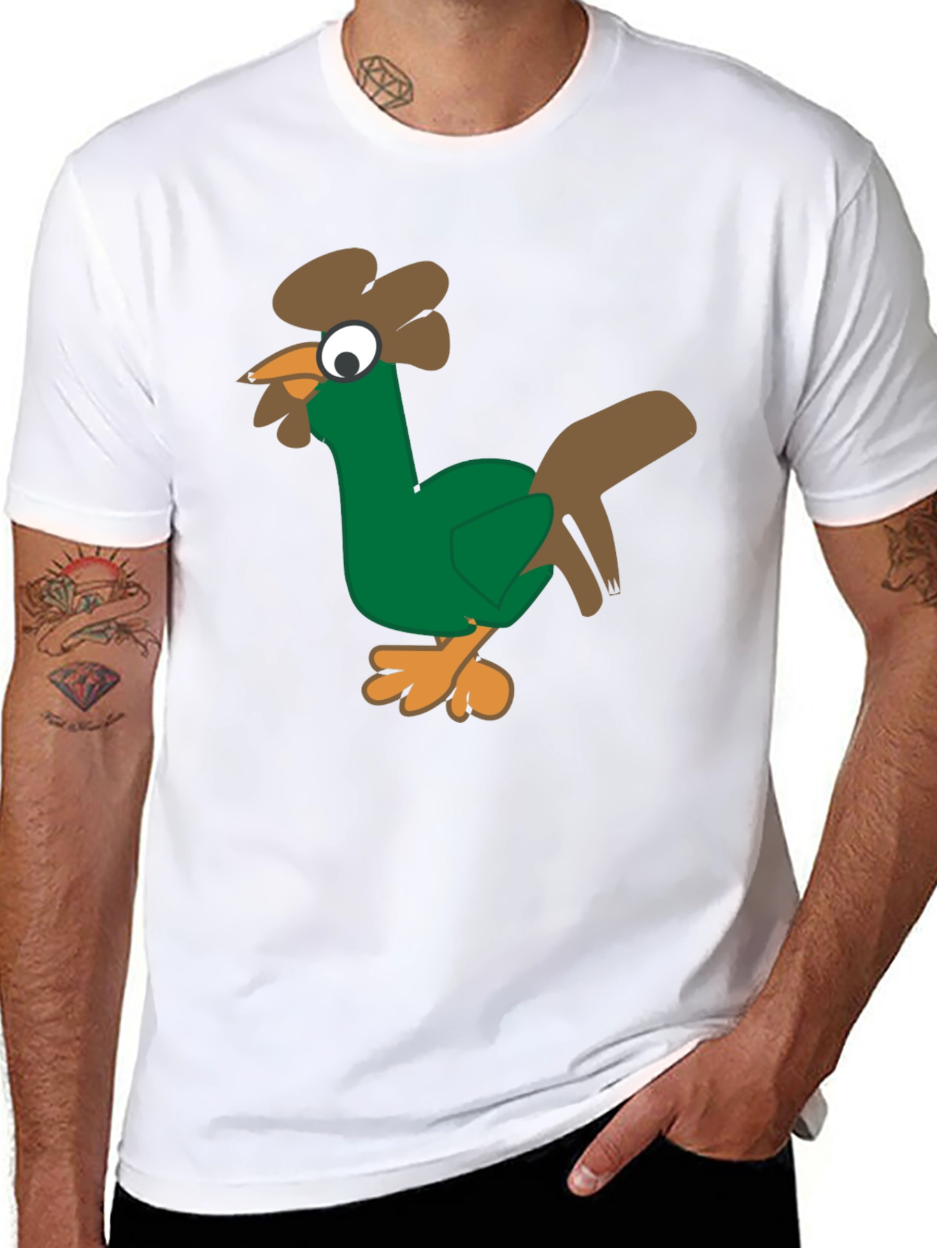 Funny Chicken Graphic Tee - Black Cotton T-Shirt