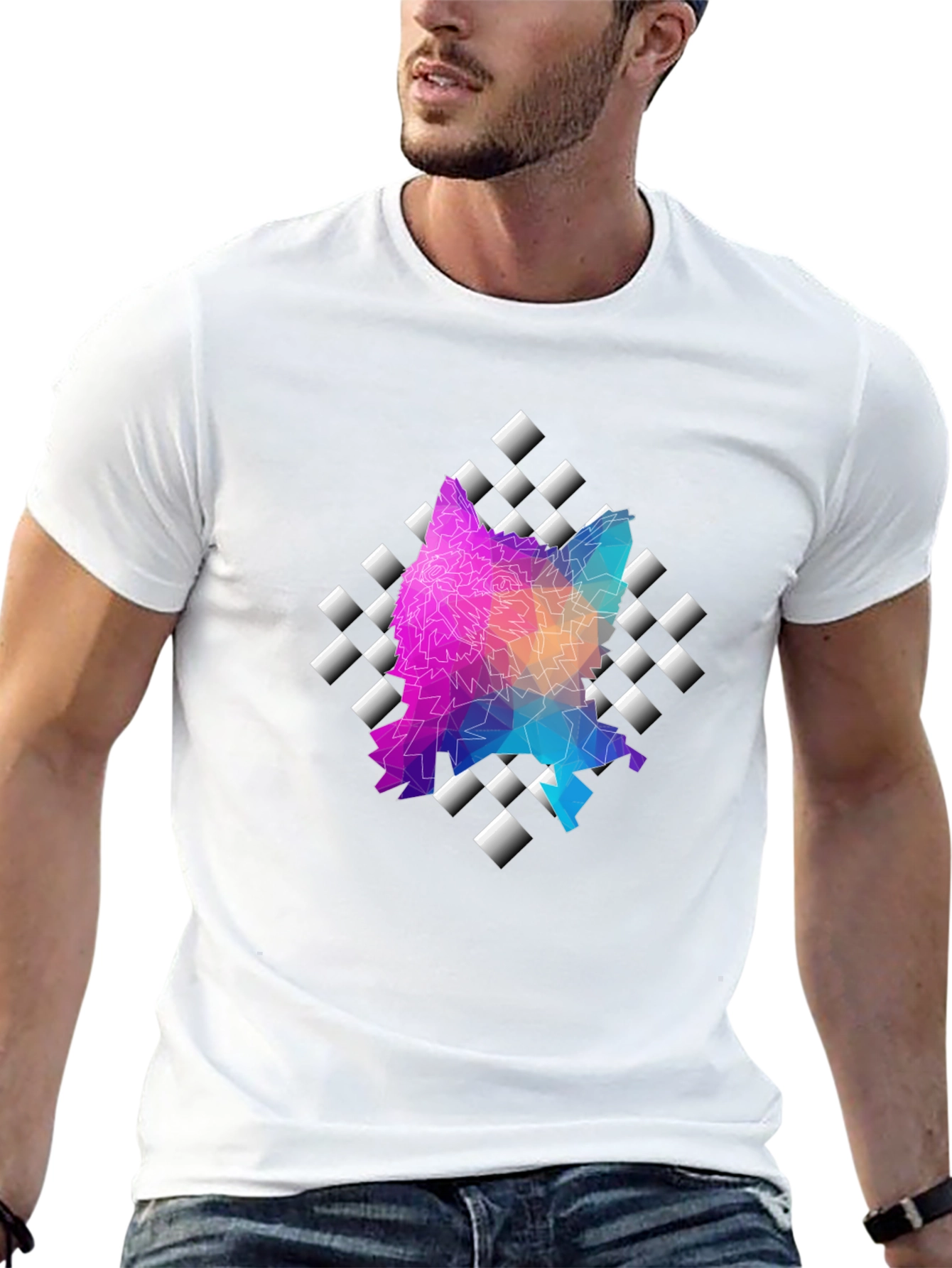 Geometric Wolf T-Shirt - Modern Art Tee