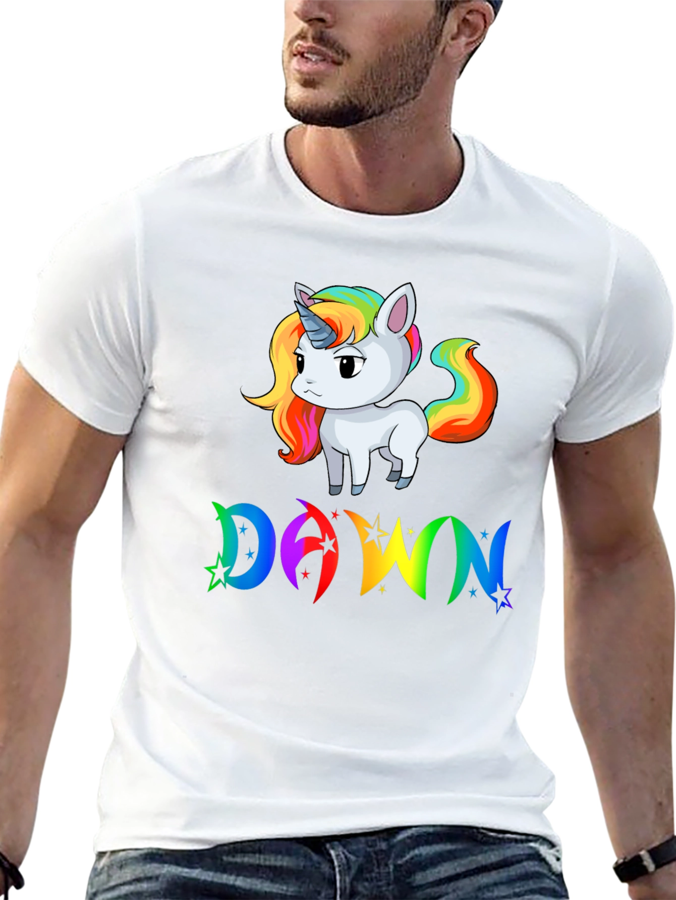 Unicorn DAWN Rainbow Graphic Black T-Shirt