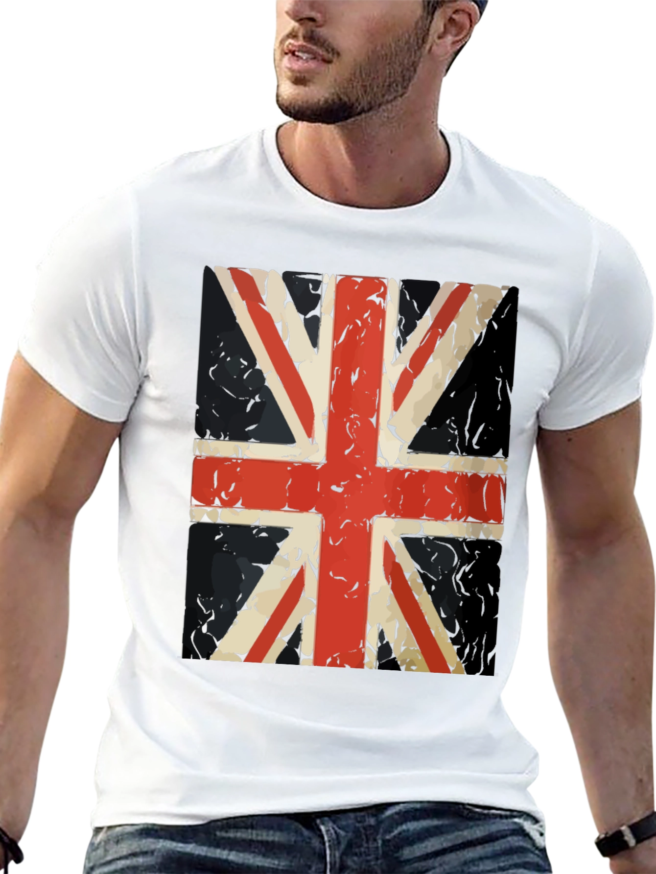 Union Jack Graphic T-Shirt - Distressed Flag Design