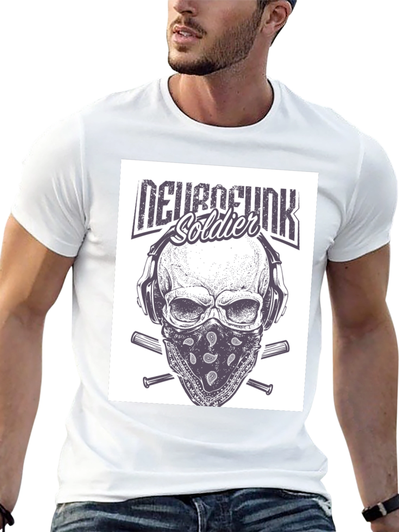 Neurofunk Soldier Graphic T-Shirt - Skull & Headphones Design