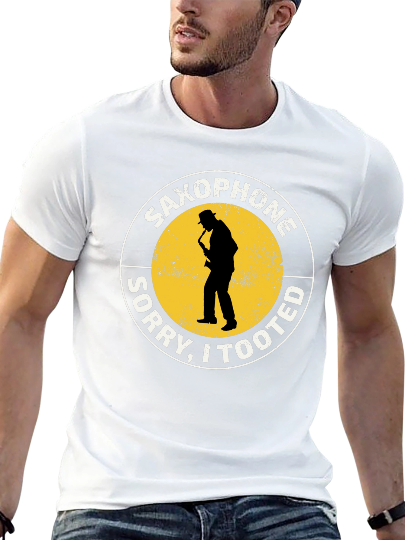 Saxophone Sorry I Tooted Black Graphic T-Shirt