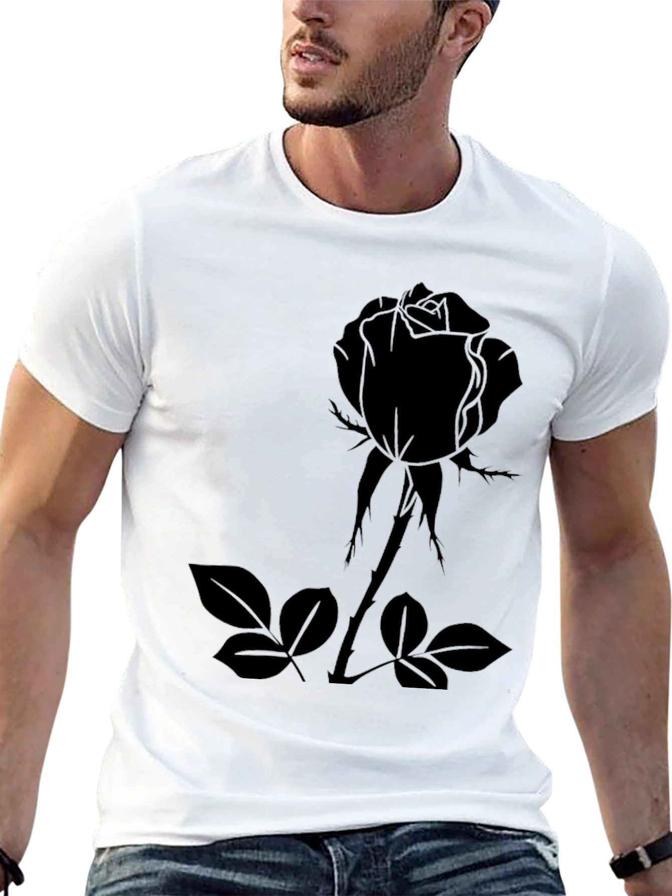 Black Rose Graphic Tee - Mens Casual Fashion