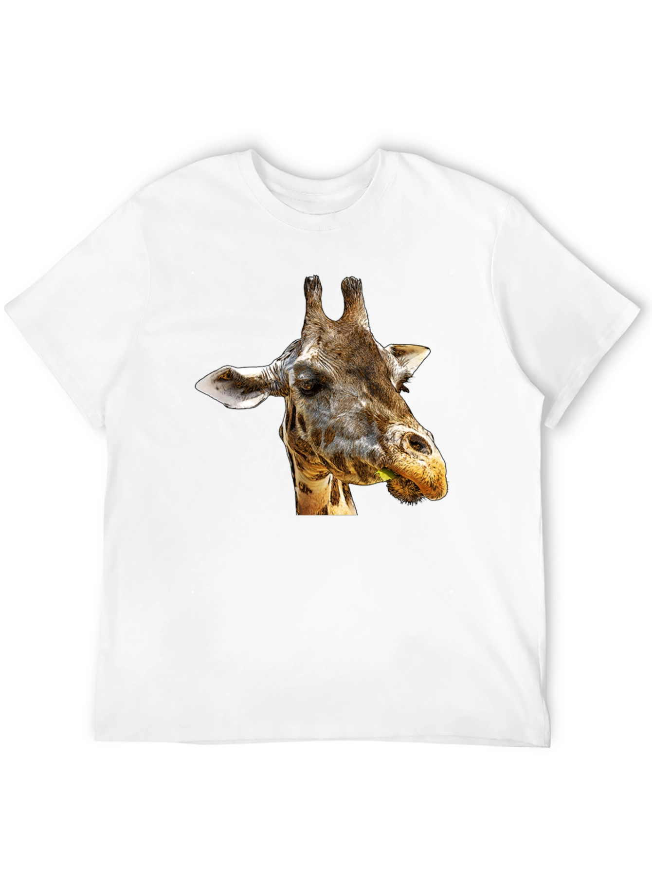 Giraffe Portrait Graphic Print Black T-Shirt