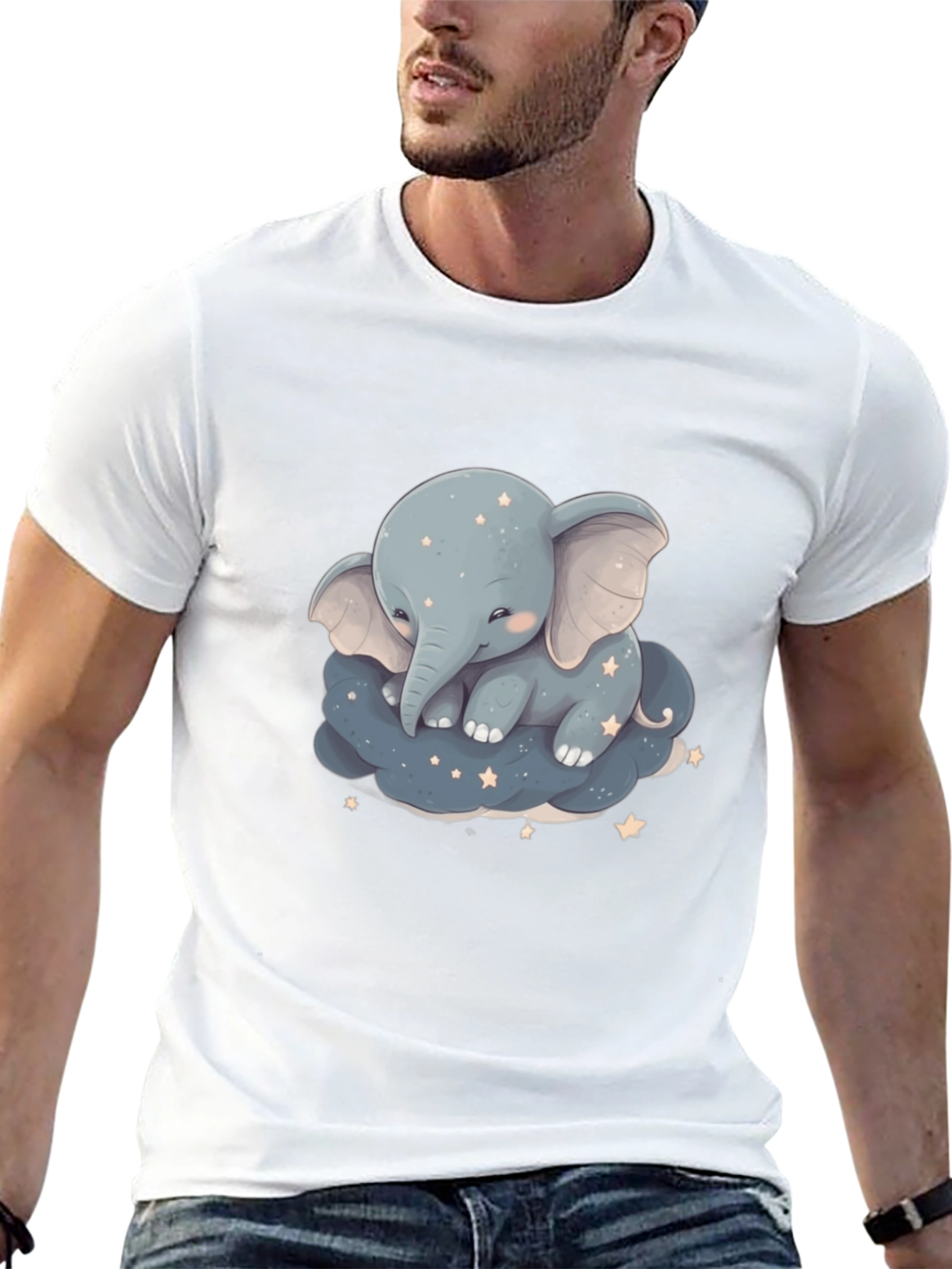 Cute Elephant On Cloud Graphic Tee