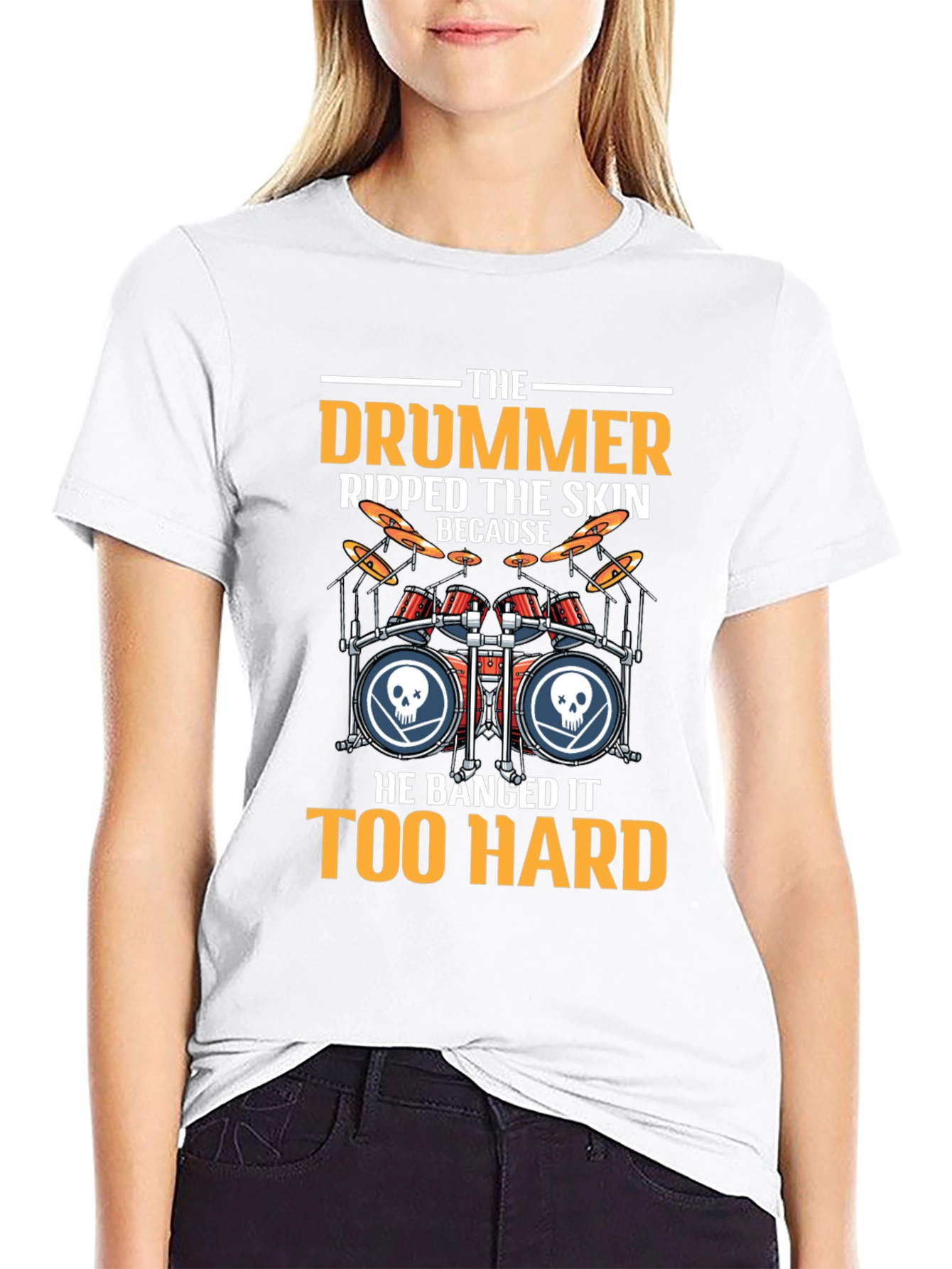 Drummer Ripped the Skin T-Shirt - Rock Music Tee