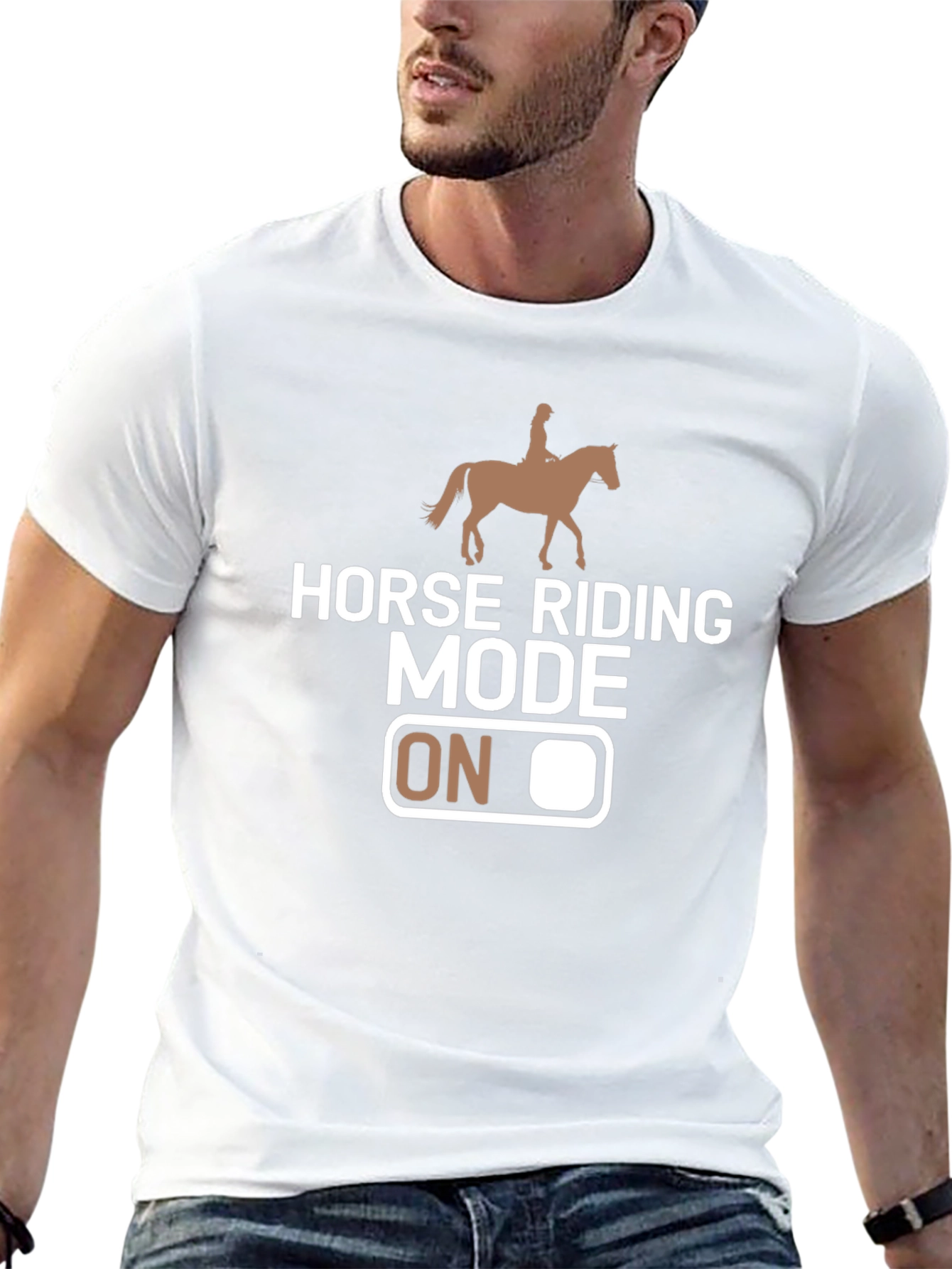 Horse Riding Mode On T-Shirt: Equestrian Lifestyle Tee