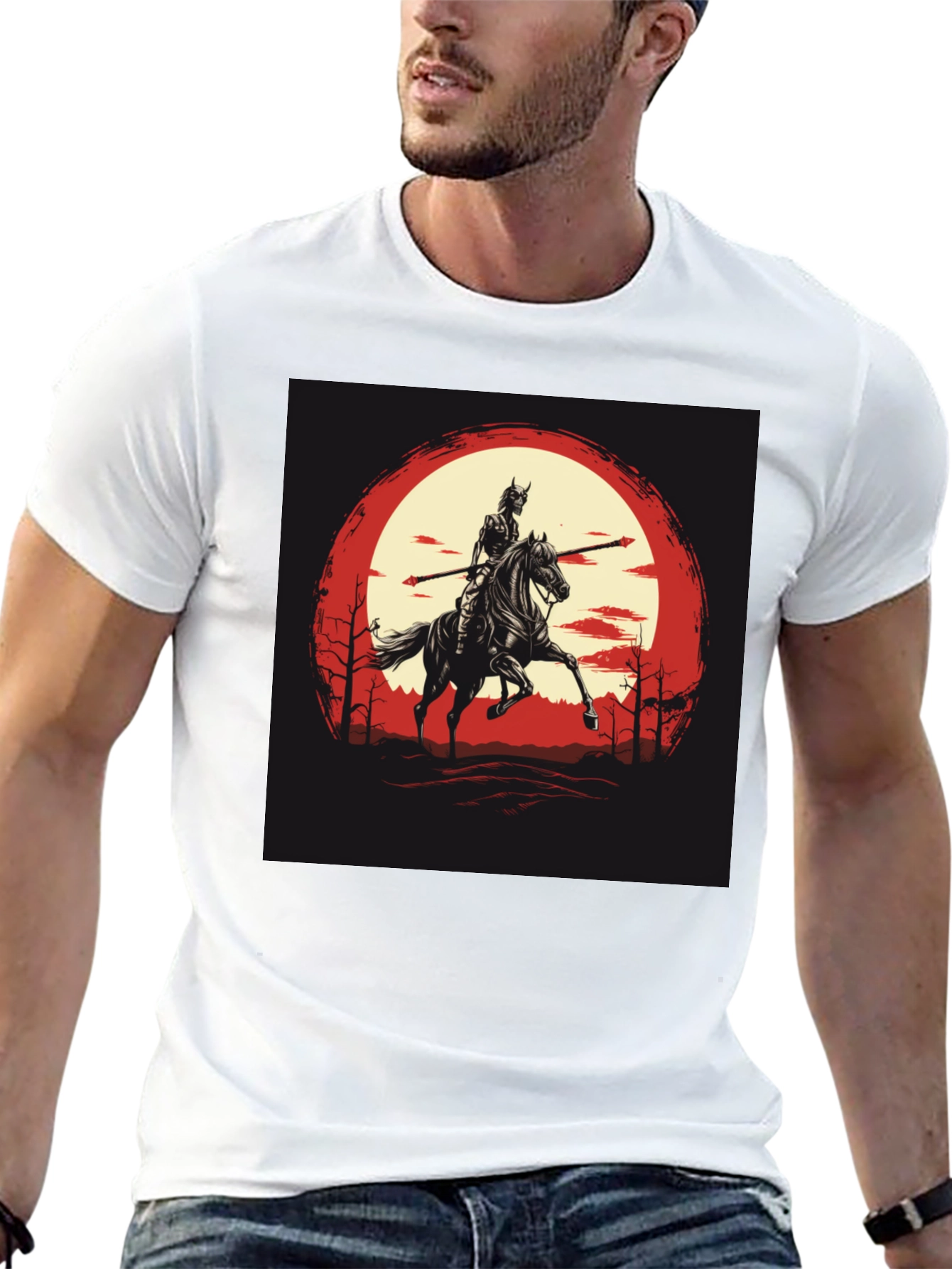 Samurai Horseman Graphic Black T-Shirt