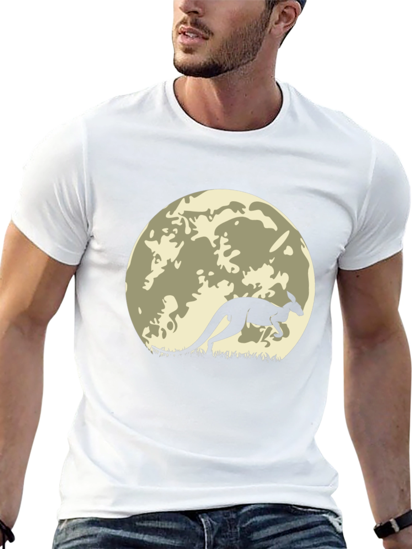 Kangaroo Silhouette Moon Graphic T-Shirt