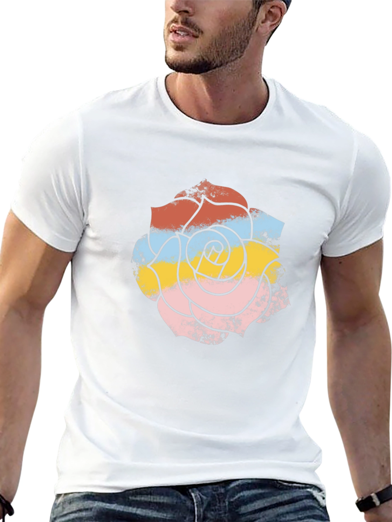 Retro Floral Graphic Tee - Mens Black T-Shirt