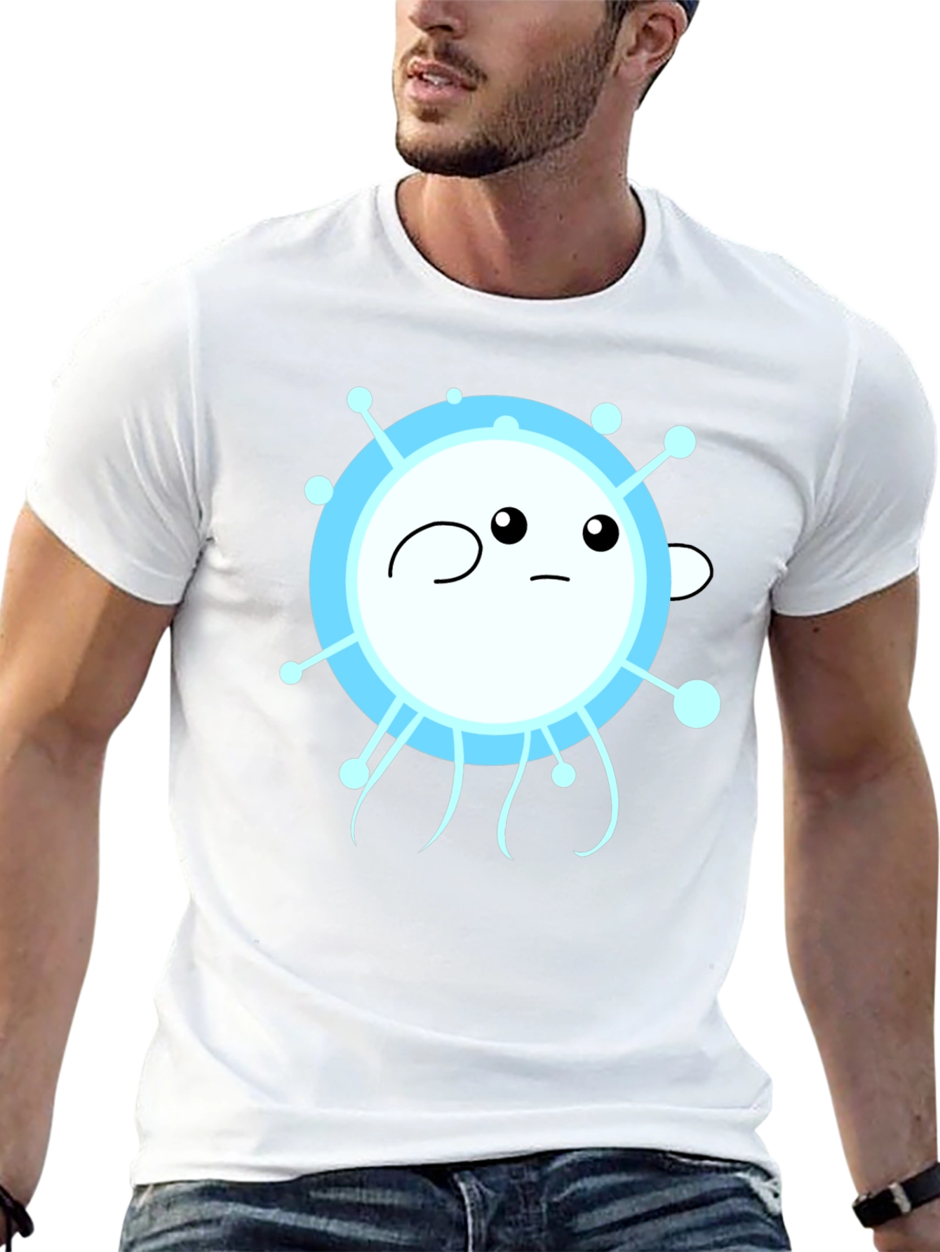 Funny Cartoon Virus Graphic Black T-Shirt