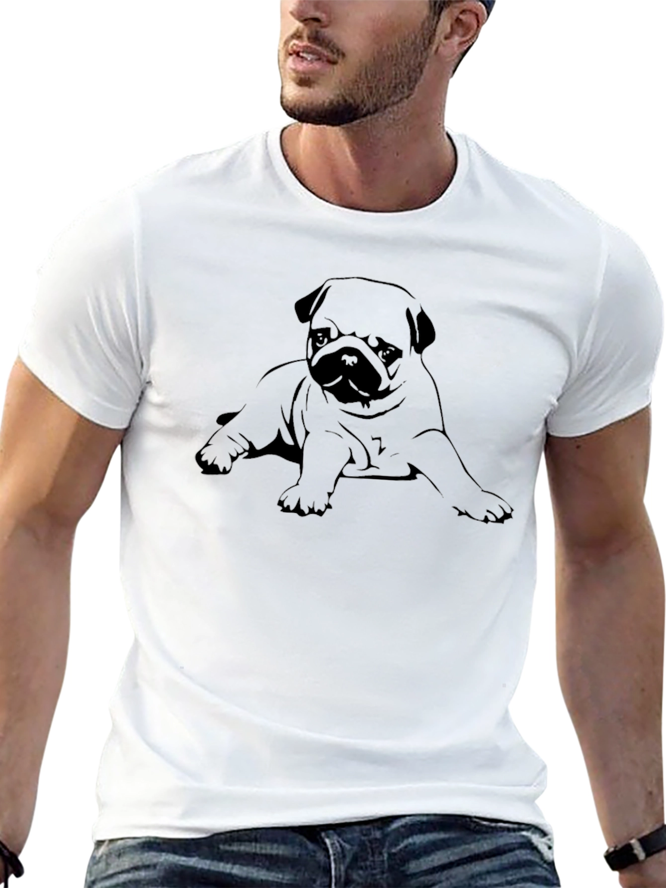 Pug Puppy Graphic Black T-Shirt