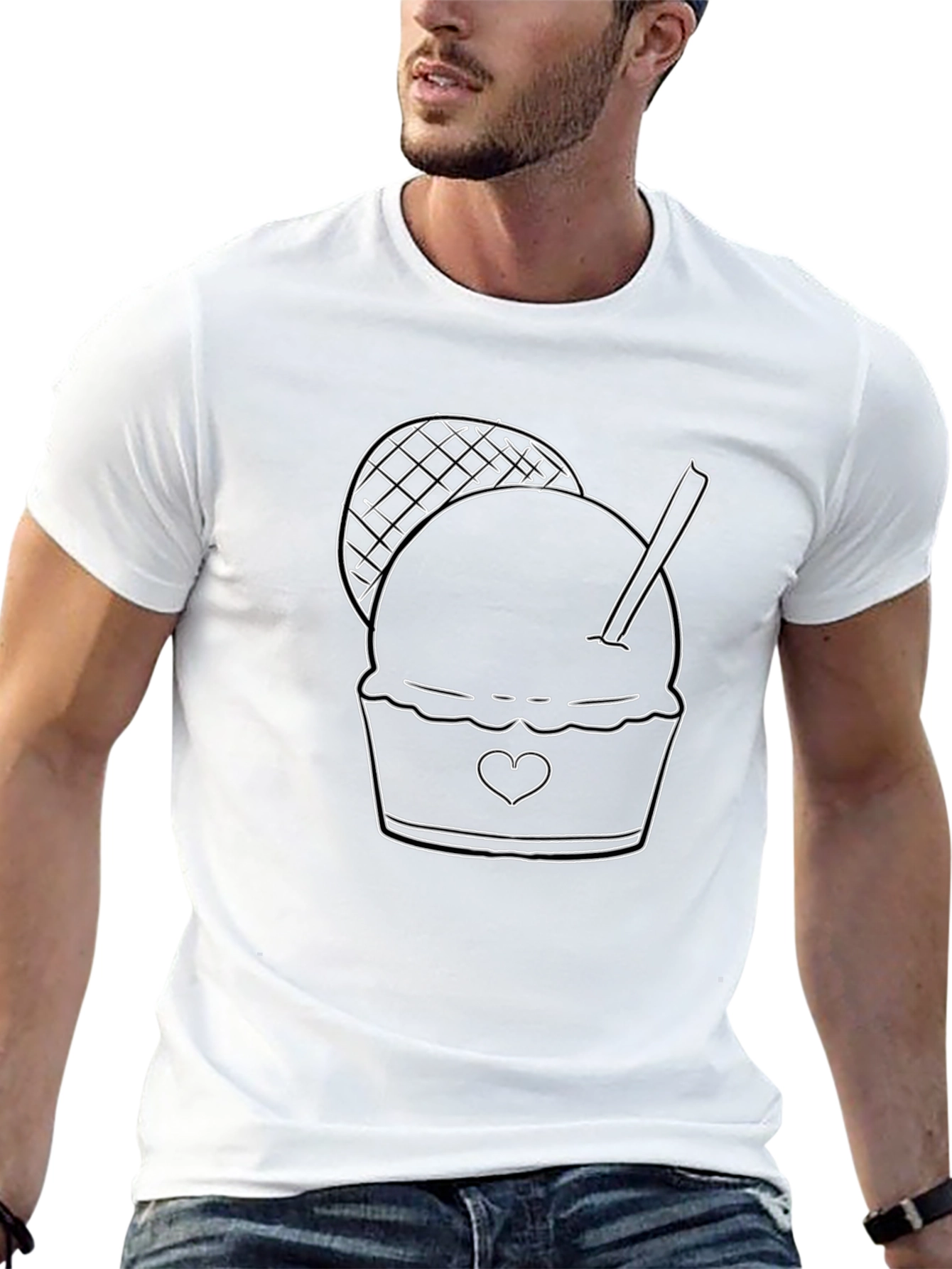 Ice Cream Graphic Tee - Black Cotton Blend T-Shirt