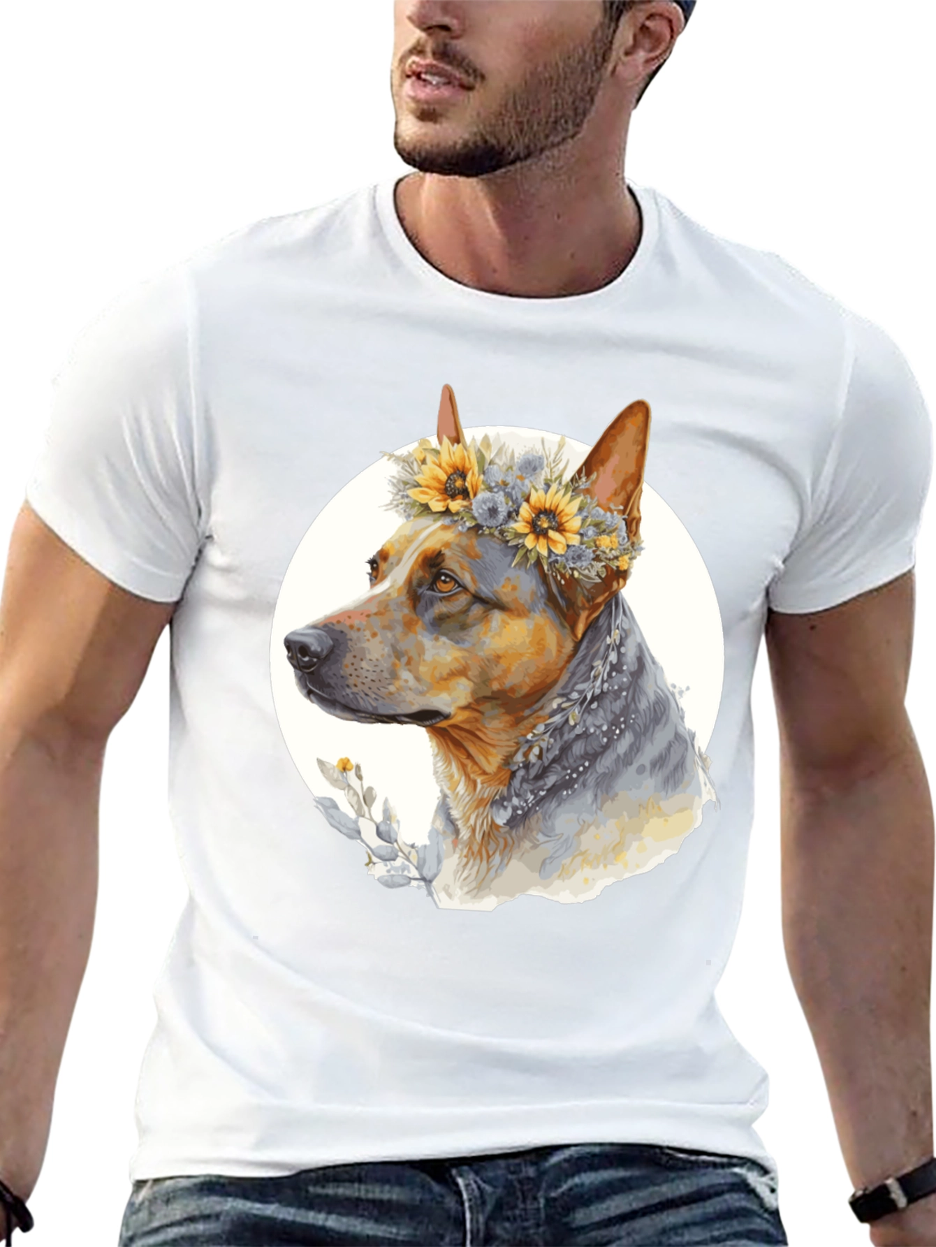 Dog with Floral Crown T-Shirt - Unisex