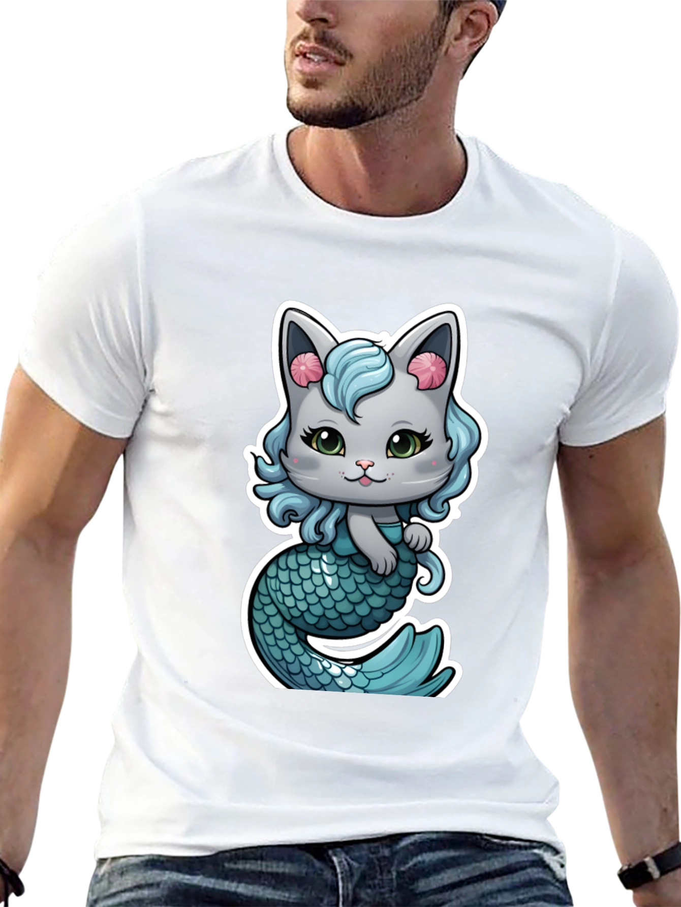 Mermaid Cat Graphic T-Shirt