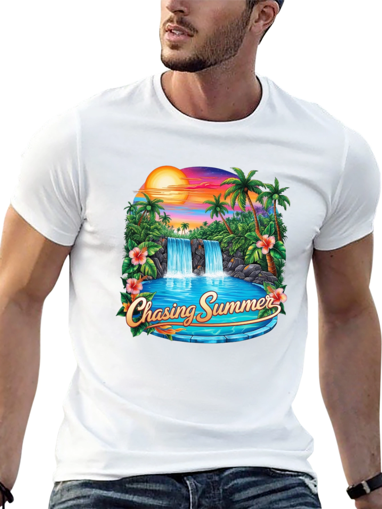 Chasing Summer Graphic T-Shirt - Tropical Paradise Tee