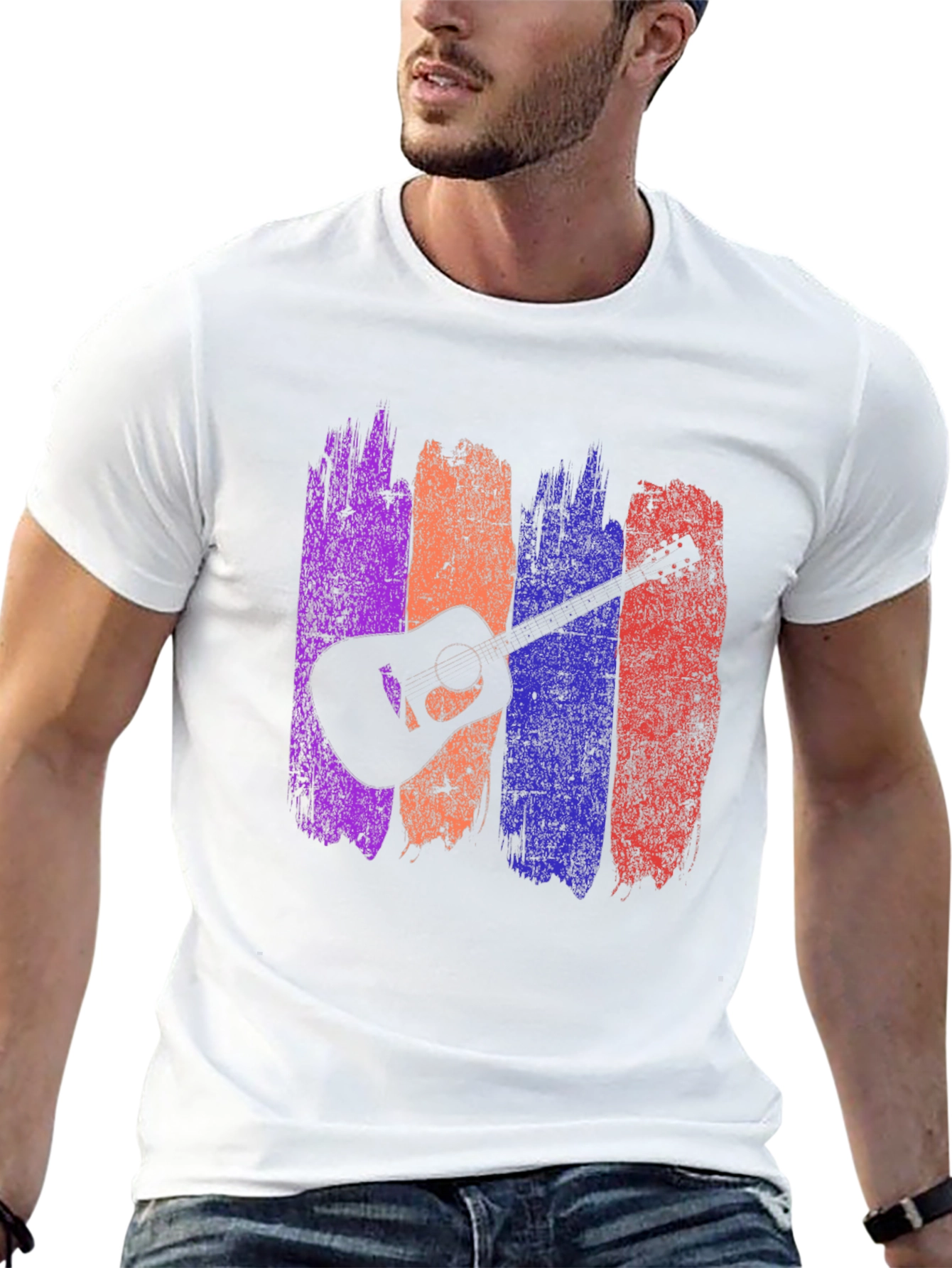 Guitar Silhouette Graphic Tee - Trendy Music Lover Shirt