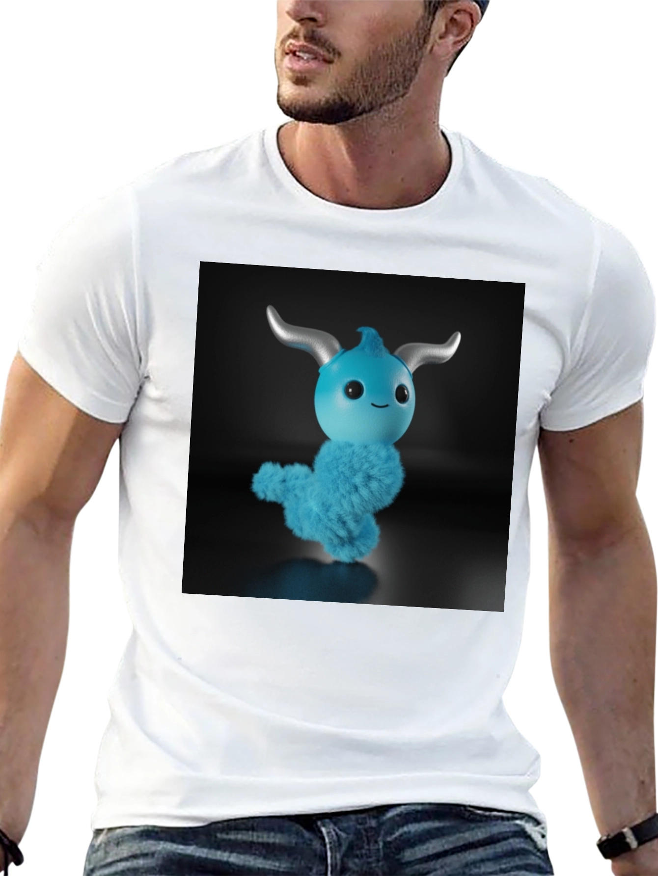Cute Blue Monster Graphic Tee - Fun Style!