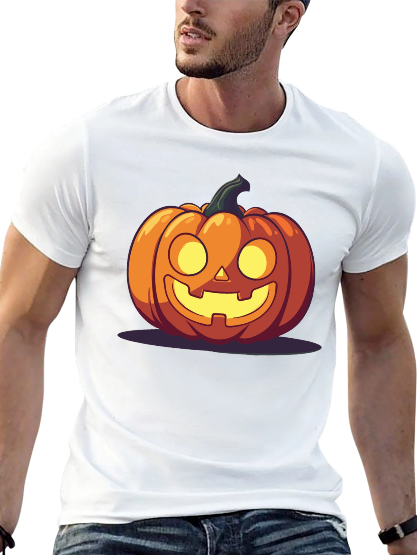 Halloween Pumpkin Graphic Tee - Black
