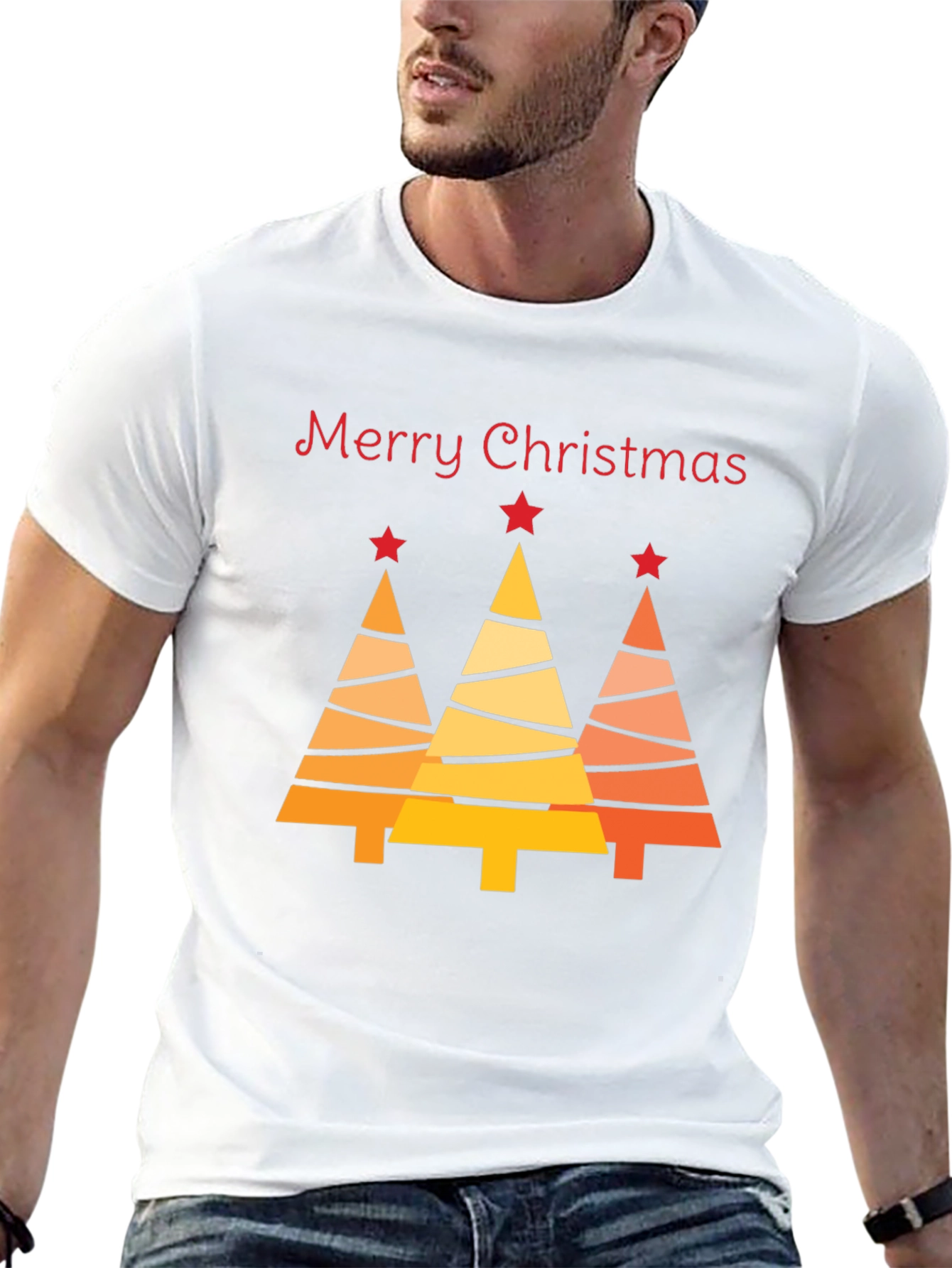 Festive Merry Christmas Tree Graphic Tee - Holiday Season