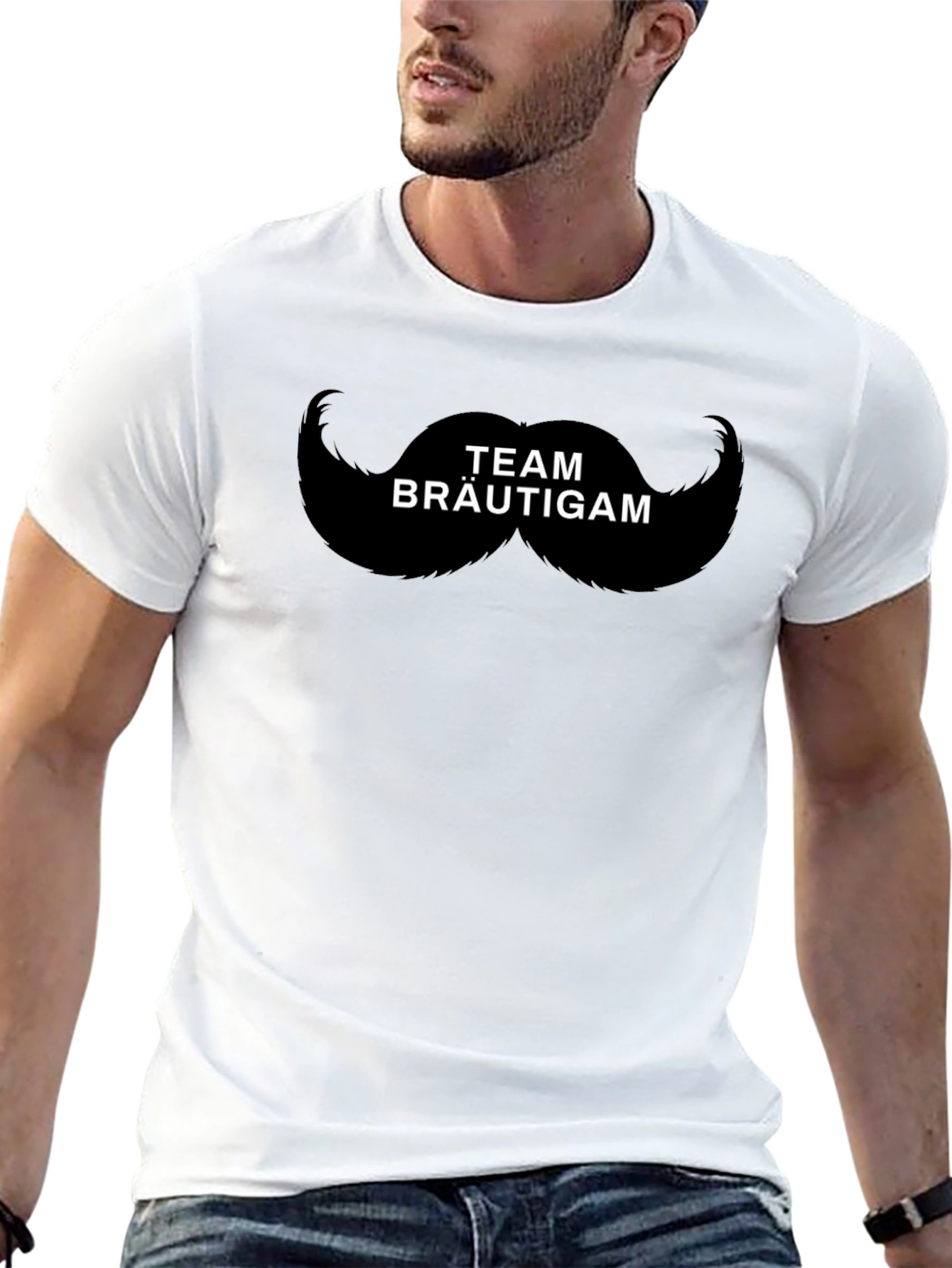 Team Bräutigam Mustache Graphic T-Shirt