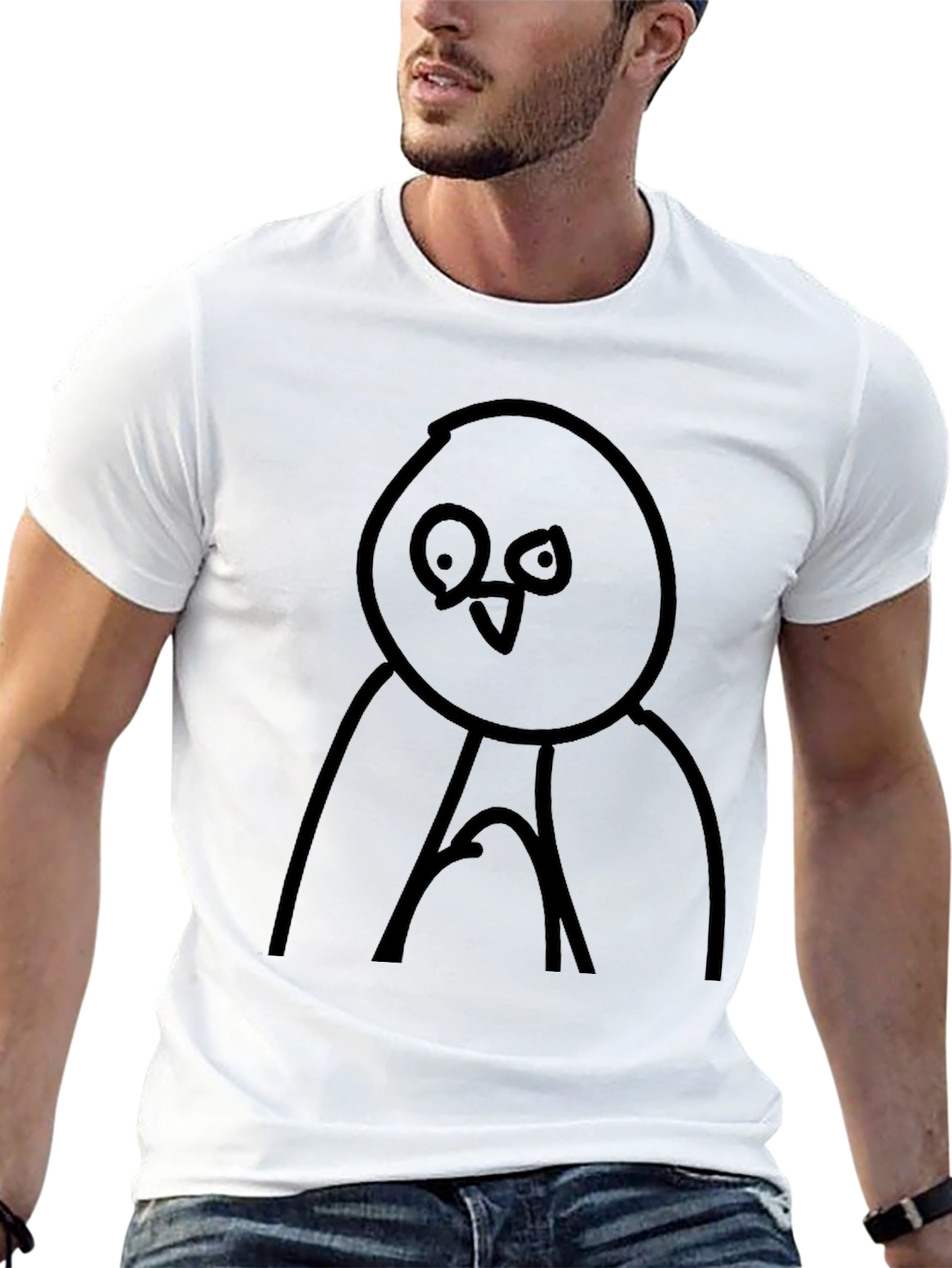 Abstract Bird Graphic Tee - Mens Black Casual Shirt
